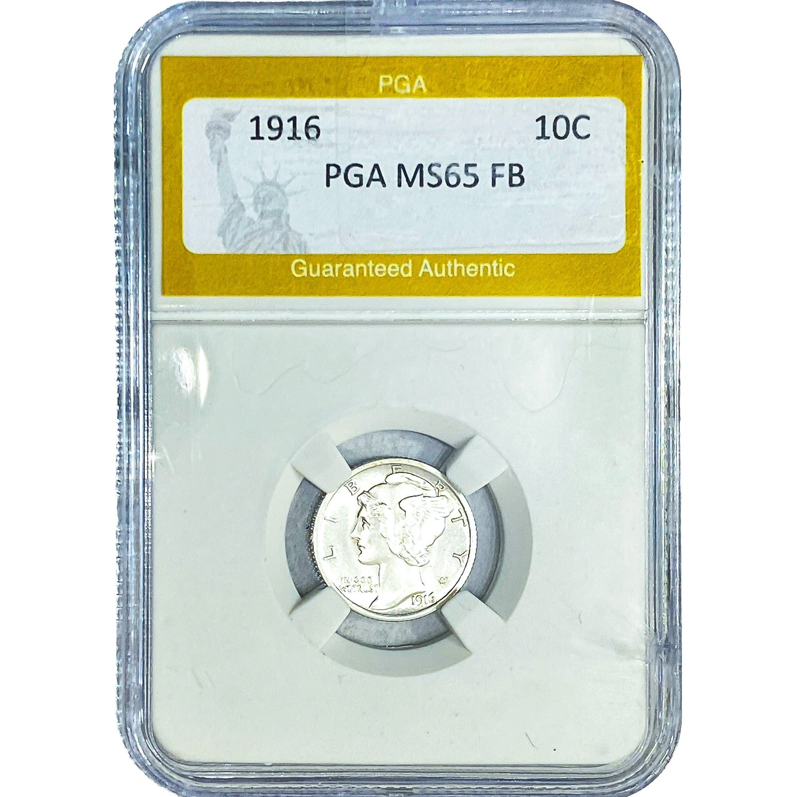 1916 Mercury Silver Dime PGA MS65 FB: 1916 Mercury Silver Dime PGA MS65 FB