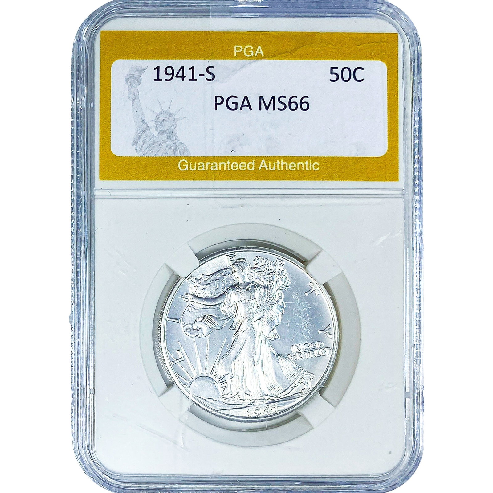1941-S Walking Liberty Half Dollar PGA MS66: 1941-S Walking Liberty Half Dollar PGA MS66