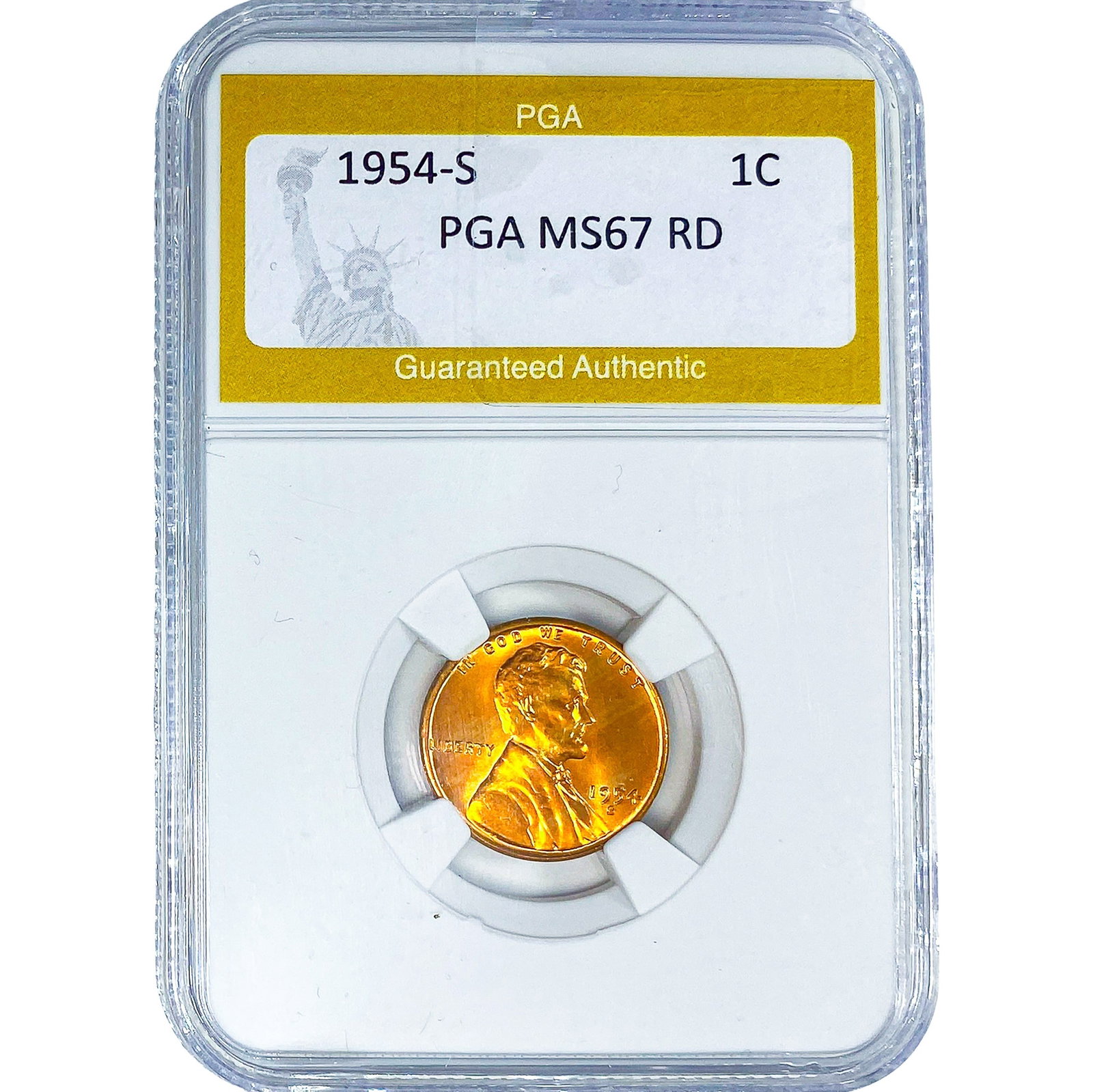 1954-S Wheat Cent PGA MS67 RD: 1954-S Wheat Cent PGA MS67 RD