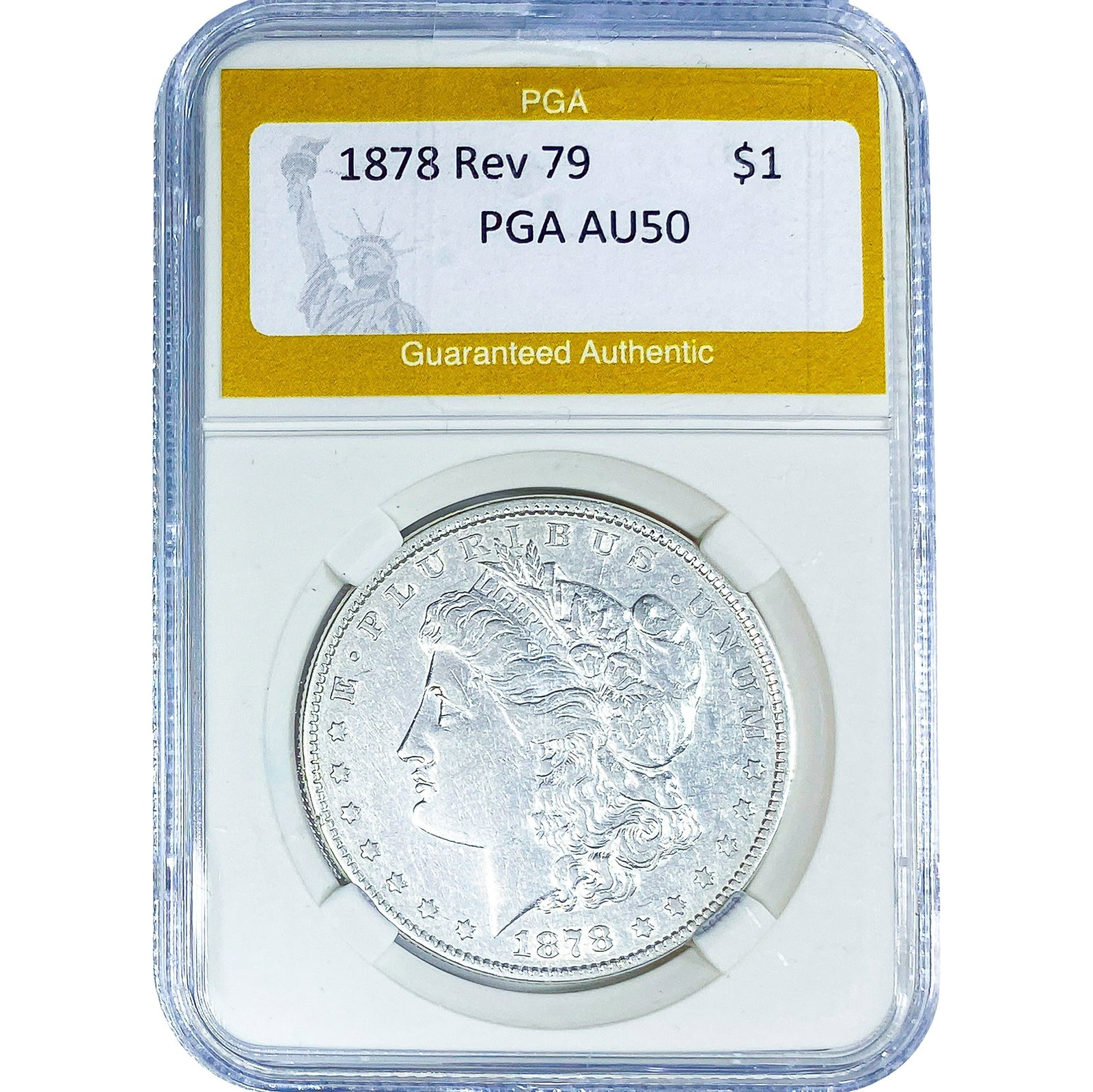 1878 Rev 79 Morgan Silver Dollar PGA AU50: 1878 Rev 79 Morgan Silver Dollar PGA AU50