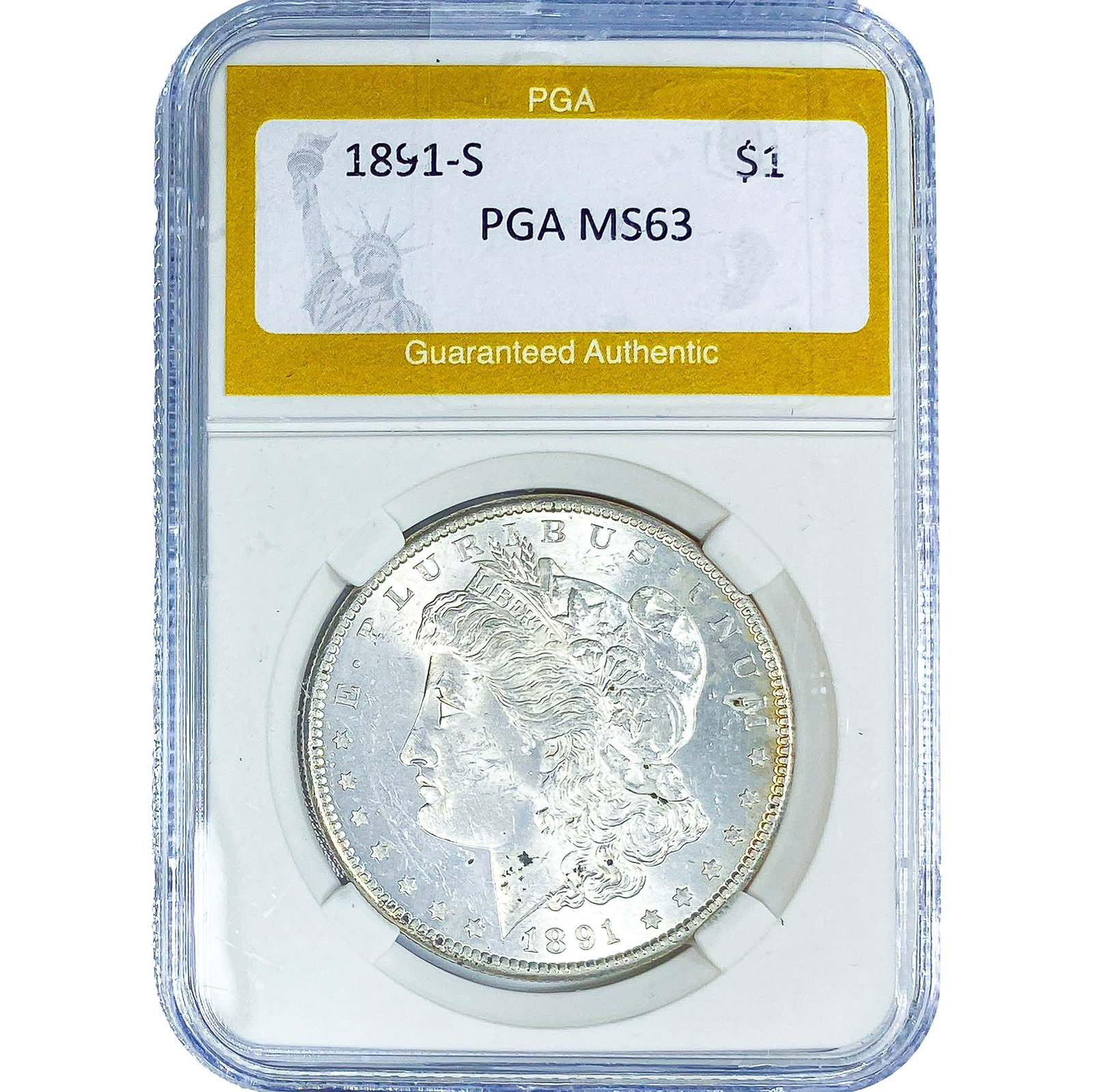 1891-S Morgan Silver Dollar PGA MS63: 1891-S Morgan Silver Dollar PGA MS63