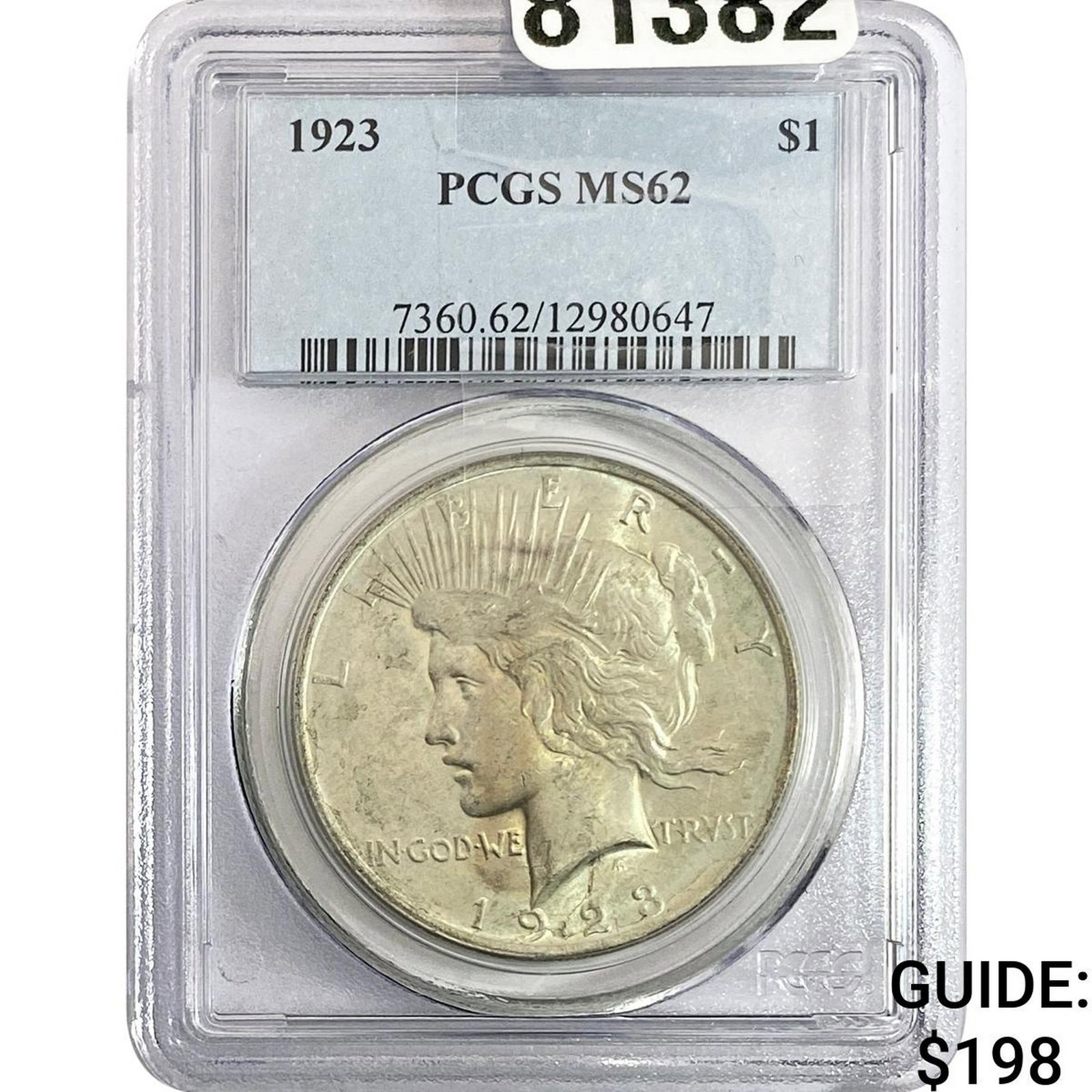 1923 Morgan Silver Dollar PCGS MS62: 1923 Morgan Silver Dollar PCGS MS62