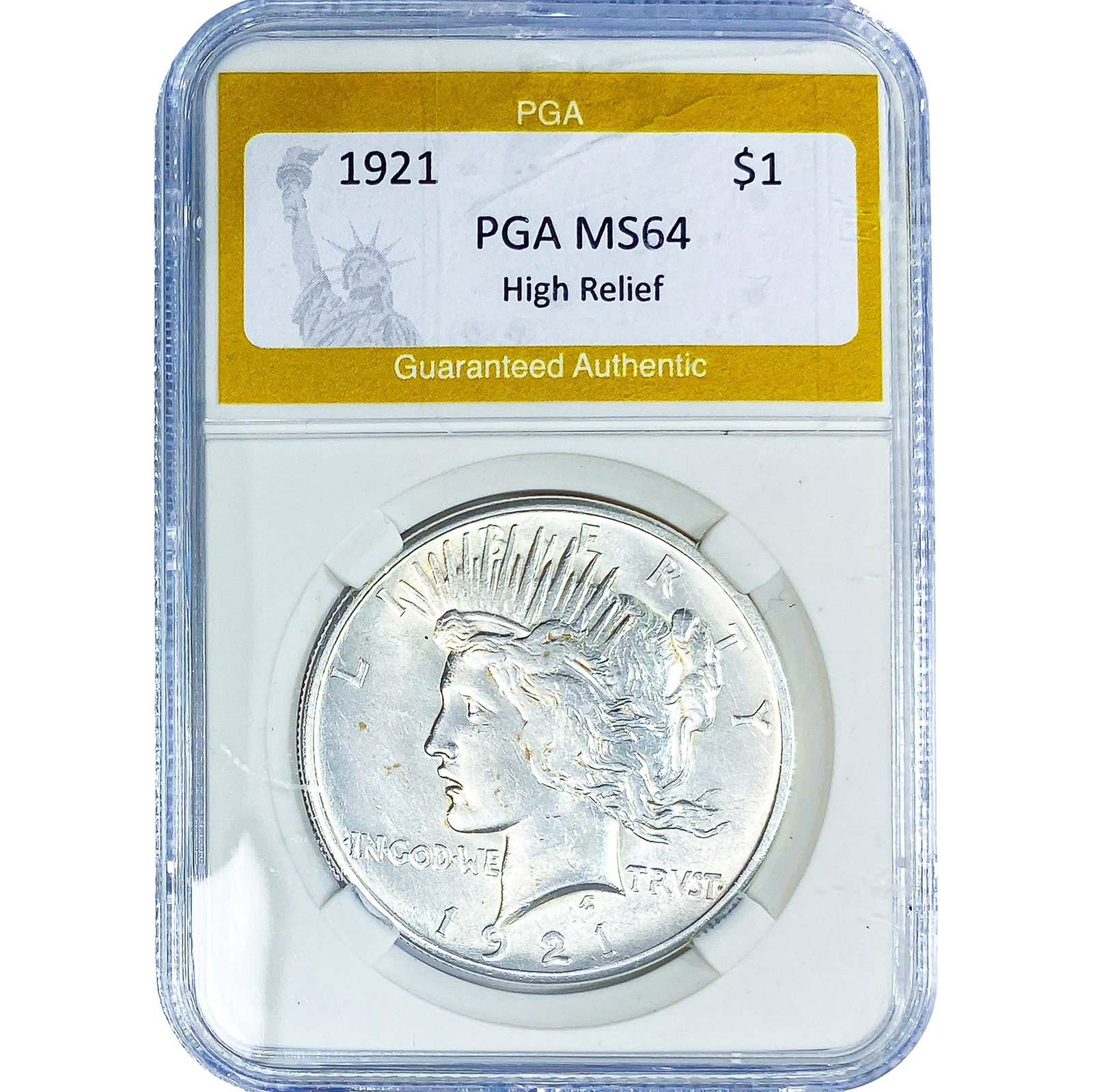 1921 Silver Peace Dollar PGA MS64 High Relief (1 of 2)