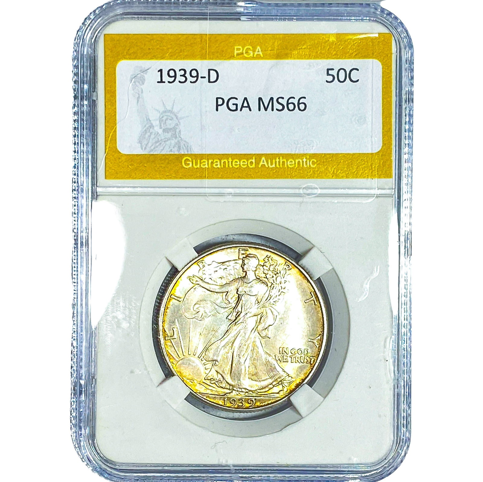 1939-D Walking Liberty Half Dollar PGA MS66: 1939-D Walking Liberty Half Dollar PGA MS66