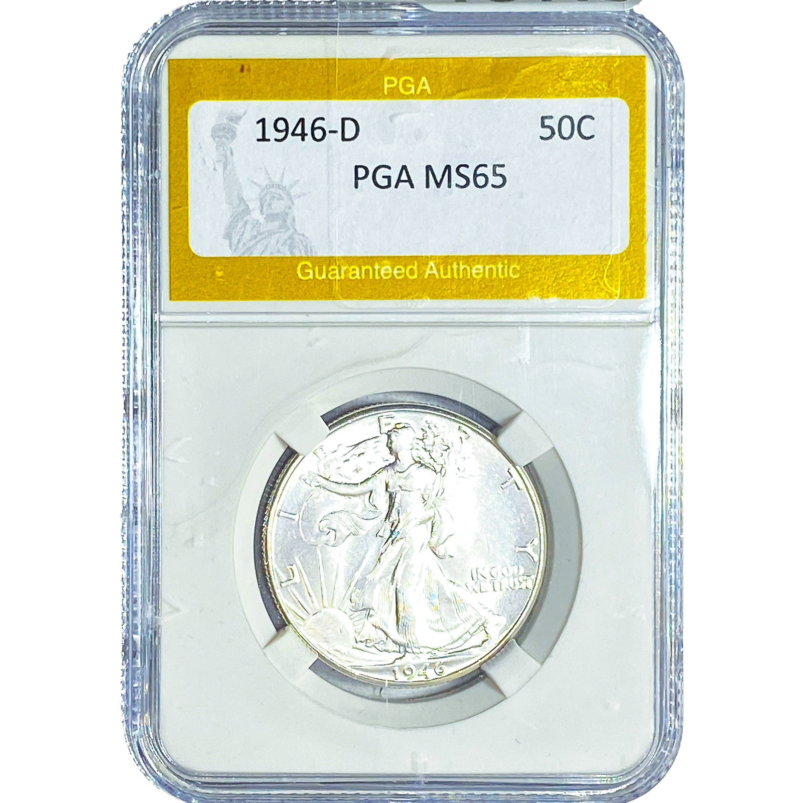 1946-D Walking Liberty Half Dollar PGA MS65: 1946-D Walking Liberty Half Dollar PGA MS65