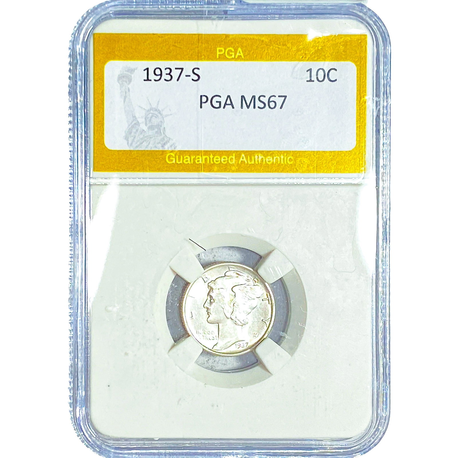 1937-S Mercury Silver Dime PGA MS67: 1937-S Mercury Silver Dime PGA MS67
