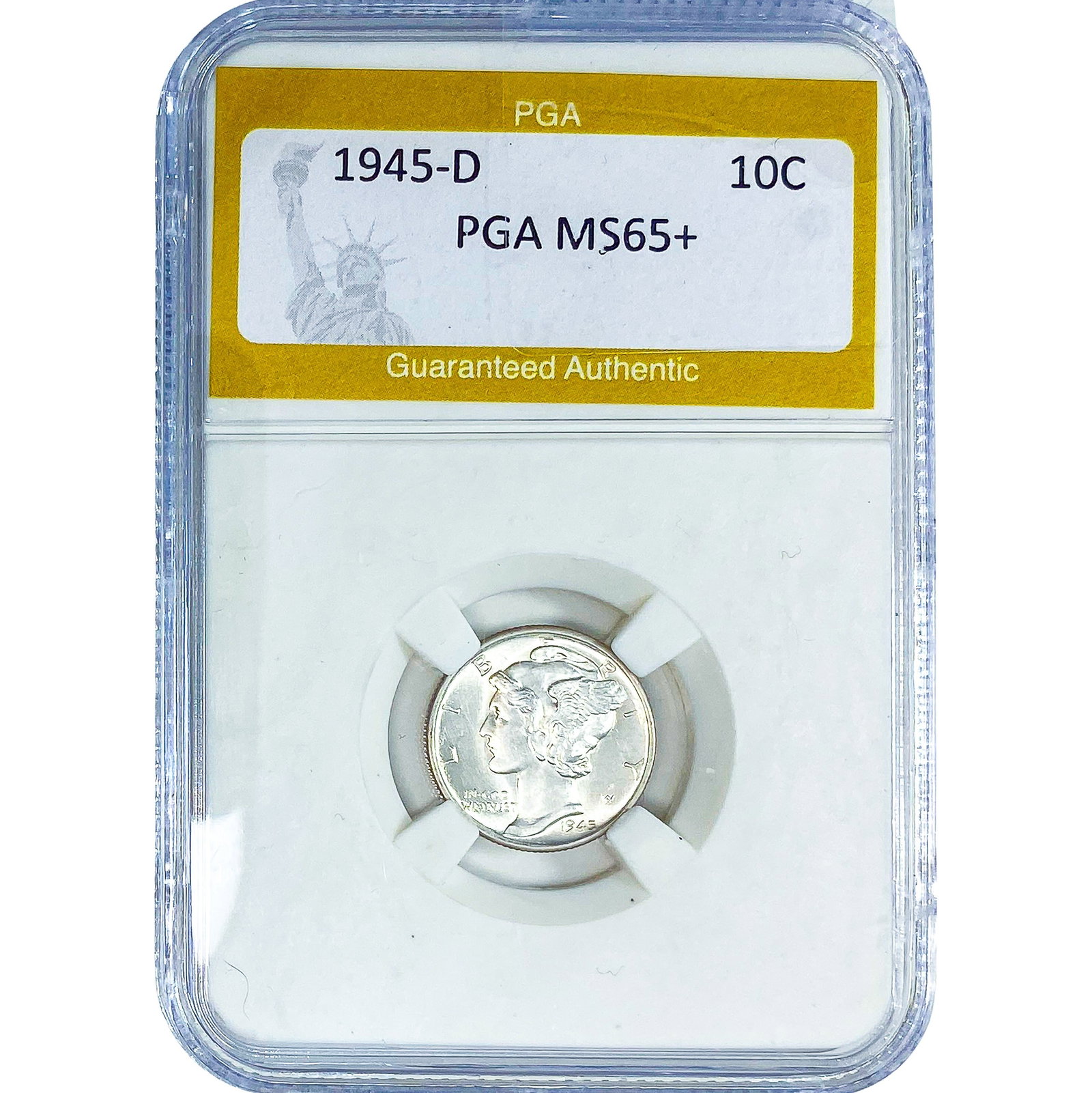 1945-D Mercury Silver Dime PGA MS65+: 1945-D Mercury Silver Dime PGA MS65+