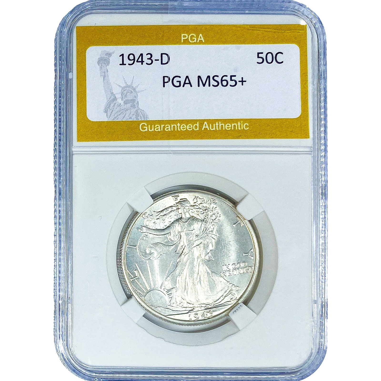 1943-D Walking Liberty Half Dollar PGA MS65+ (1 of 2)