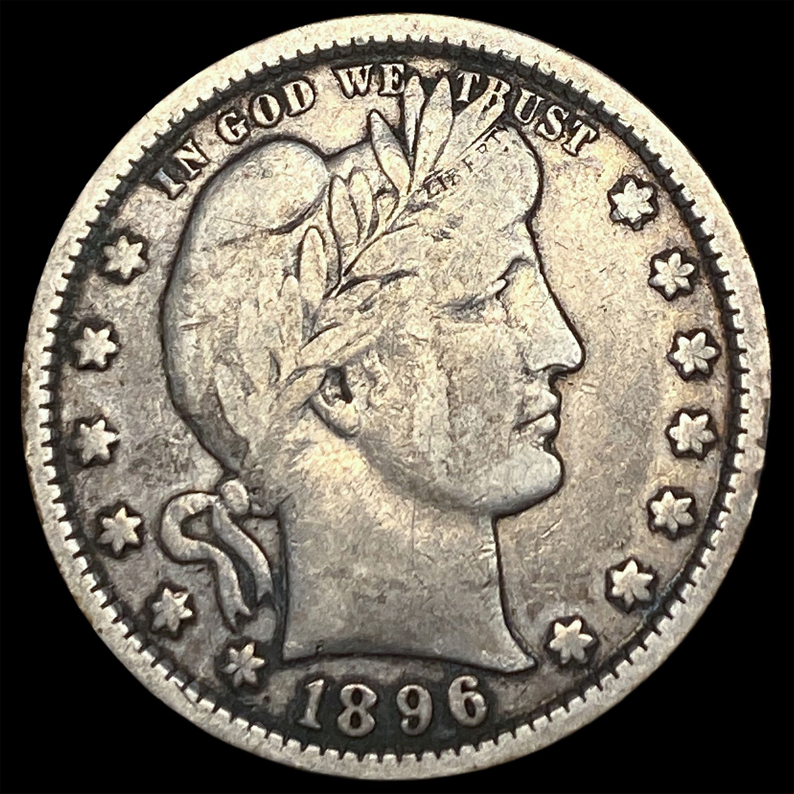 1896 Barber Quarter NICELY CIRCULATED: 1896 Barber Quarter NICELY CIRCULATED