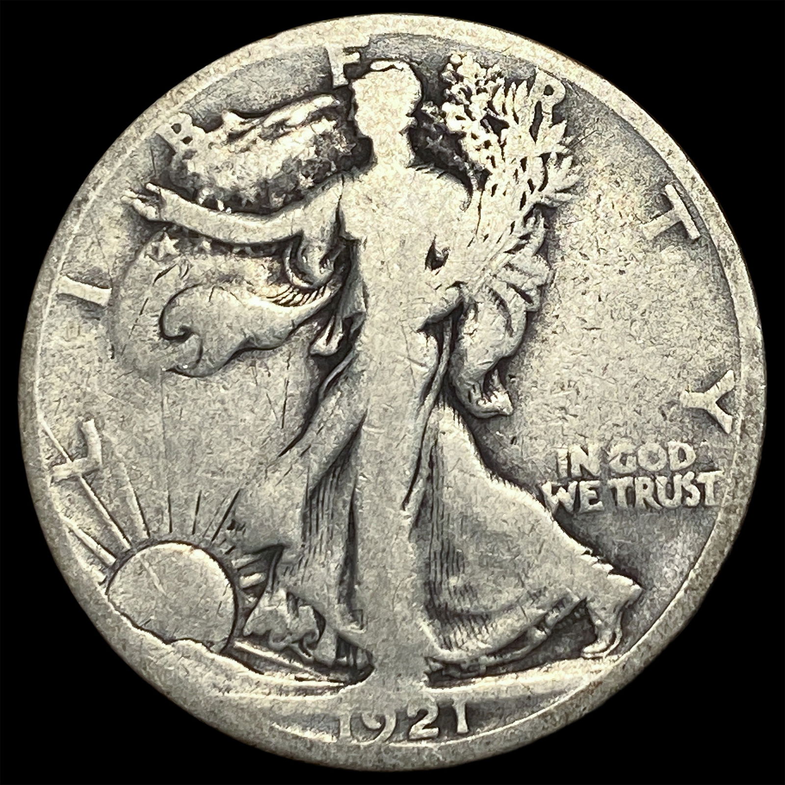 1921-S Silver Walking Liberty Half Dollar LIGHTLY CIRCULATED: 1921-S Silver Walking Liberty Half Dollar LIGHTLY CIRCULATED