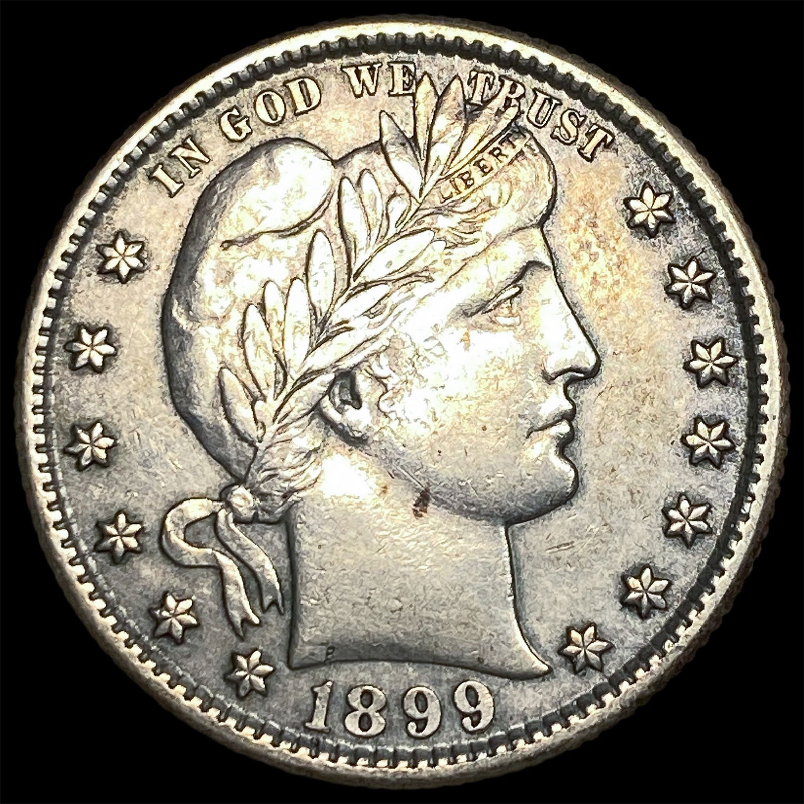 1899-S Silver Barber Quarter CLOSELY UNCIRCULATED: 1899-S Silver Barber Quarter CLOSELY UNCIRCULATED