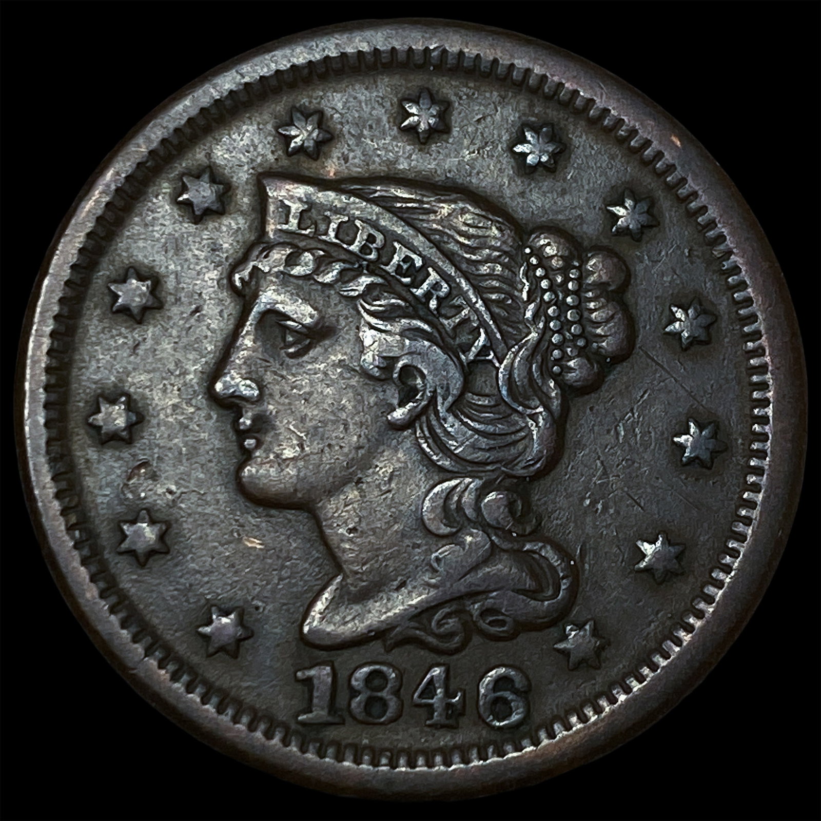 1846 Braided Hair Large Cent NEARLY UNCIRCULATED: 1846 Braided Hair Large Cent NEARLY UNCIRCULATED