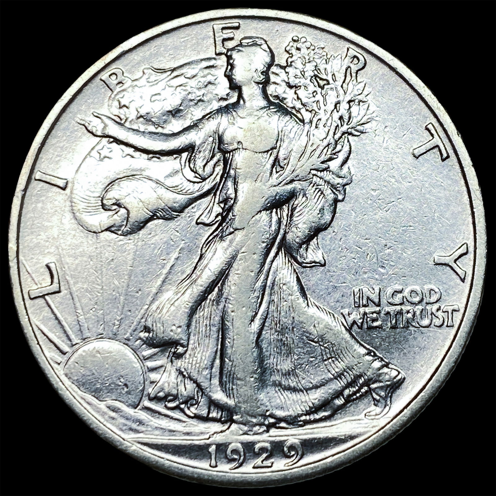 1929-S Silver Walking Liberty Half Dollar CLOSELY UNCIRCULATED: 1929-S Silver Walking Liberty Half Dollar CLOSELY UNCIRCULATED