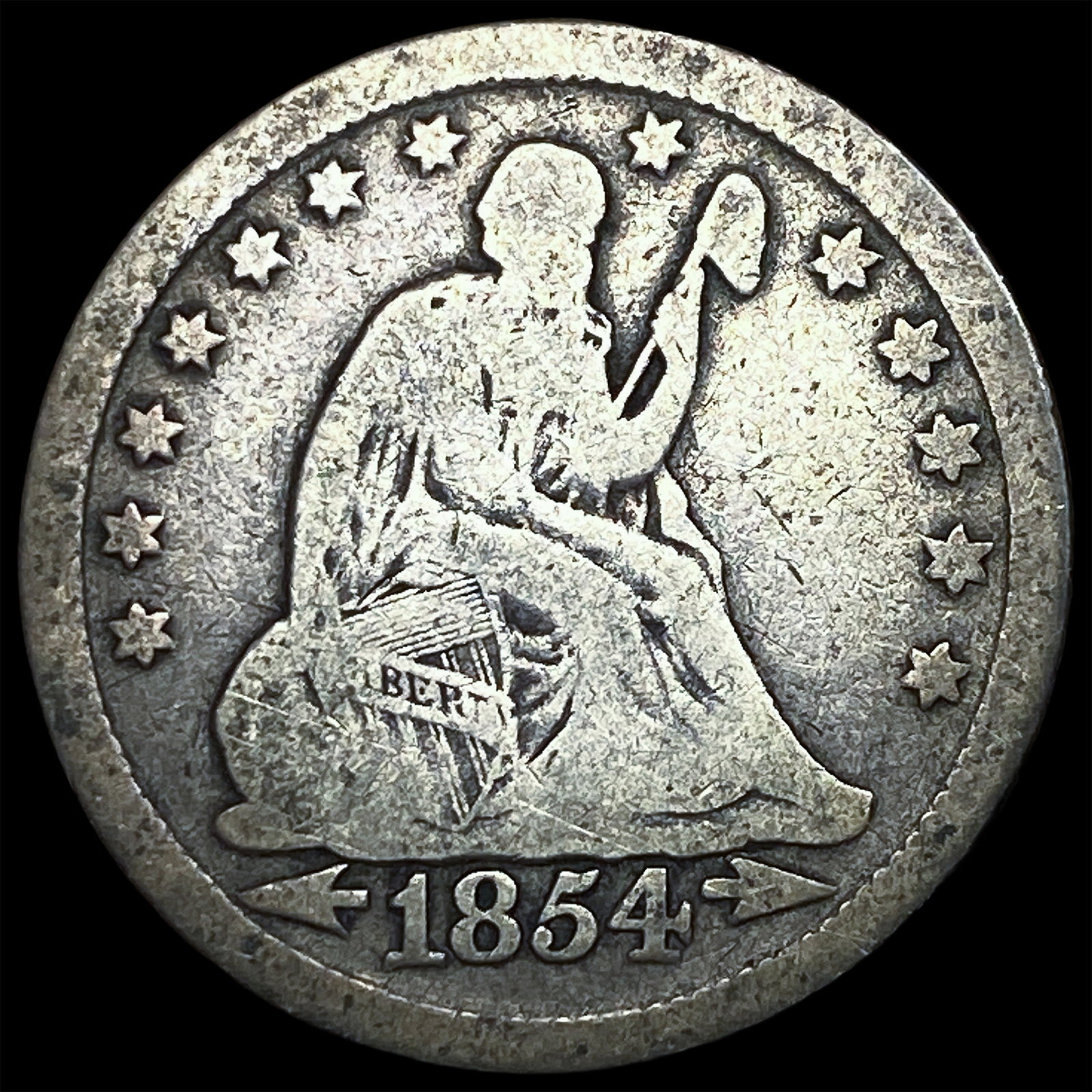 1854 Arrows Seated Liberty Quarter NICELY CIRCULATED: 1854 Arrows Seated Liberty Quarter NICELY CIRCULATED