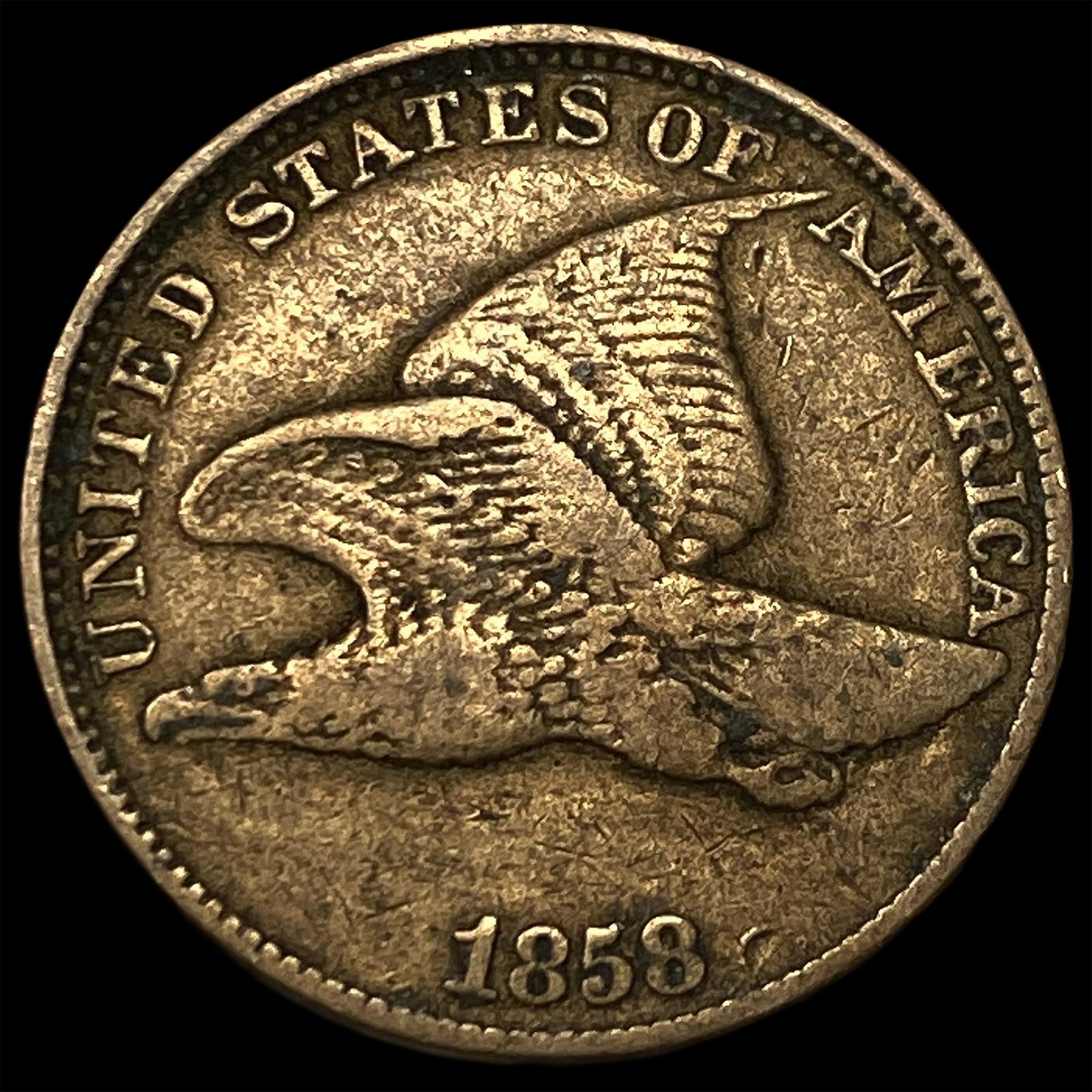1858 Copper-Nickel Flying Eagle Cent NEARLY UNCIRCULATED: 1858 Copper-Nickel Flying Eagle Cent NEARLY UNCIRCULATED