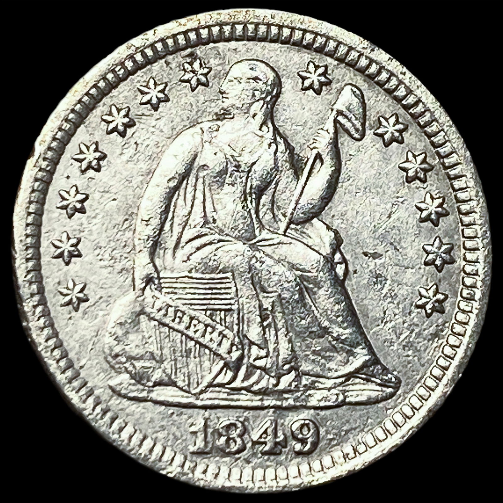 1849 Seated Liberty Silver Half Dime CHOICE AU: 1849 Seated Liberty Silver Half Dime CHOICE AU