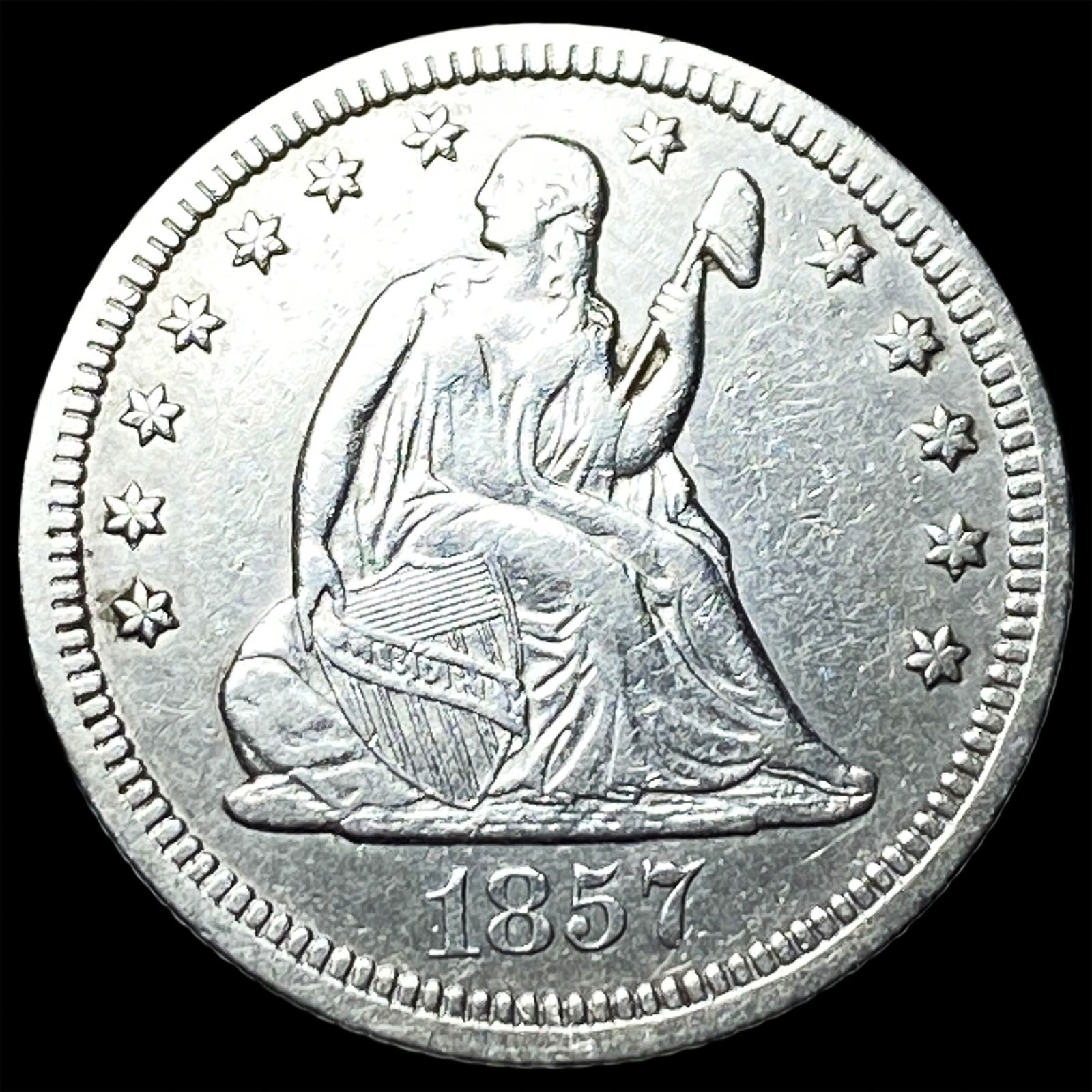 1857 Seated Liberty Quarter CHOICE AU: 1857 Seated Liberty Quarter CHOICE AU