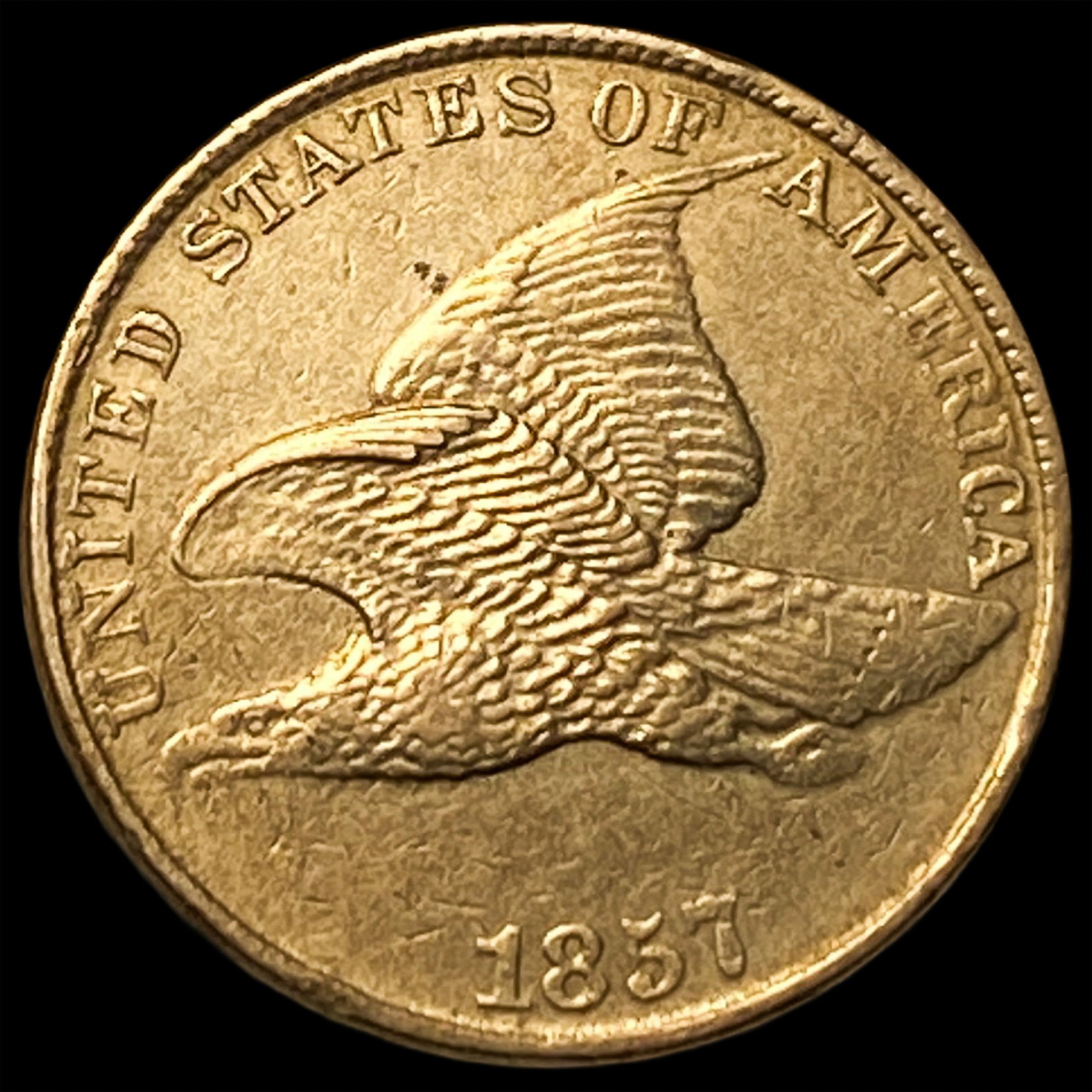 1857 Copper-Nickel Flying Eagle Cent CLOSELY UNCIRCULATED: 1857 Copper-Nickel Flying Eagle Cent CLOSELY UNCIRCULATED