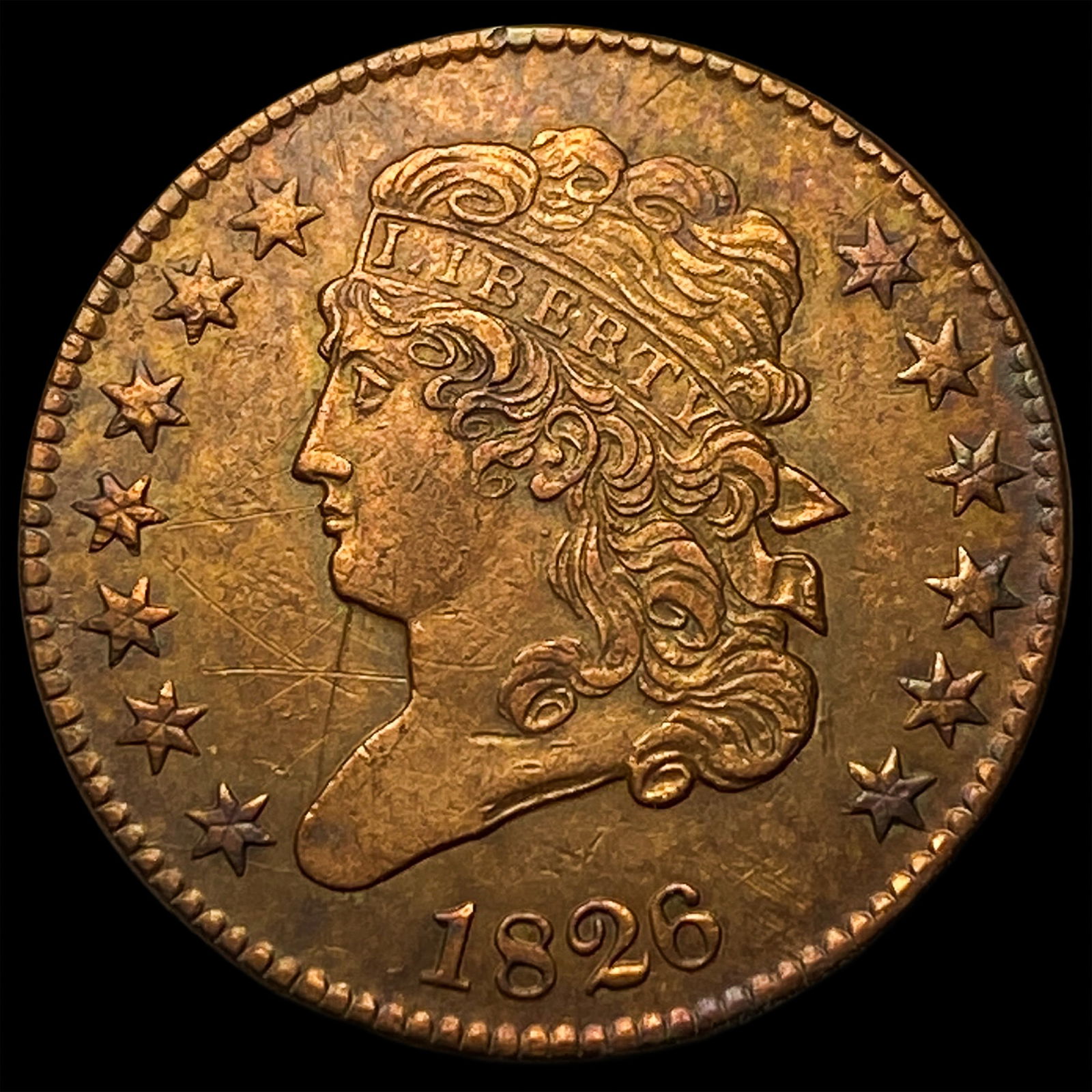 1826 Copper Half Cent CLOSELY UNCIRCULATED: 1826 Copper Half Cent CLOSELY UNCIRCULATED