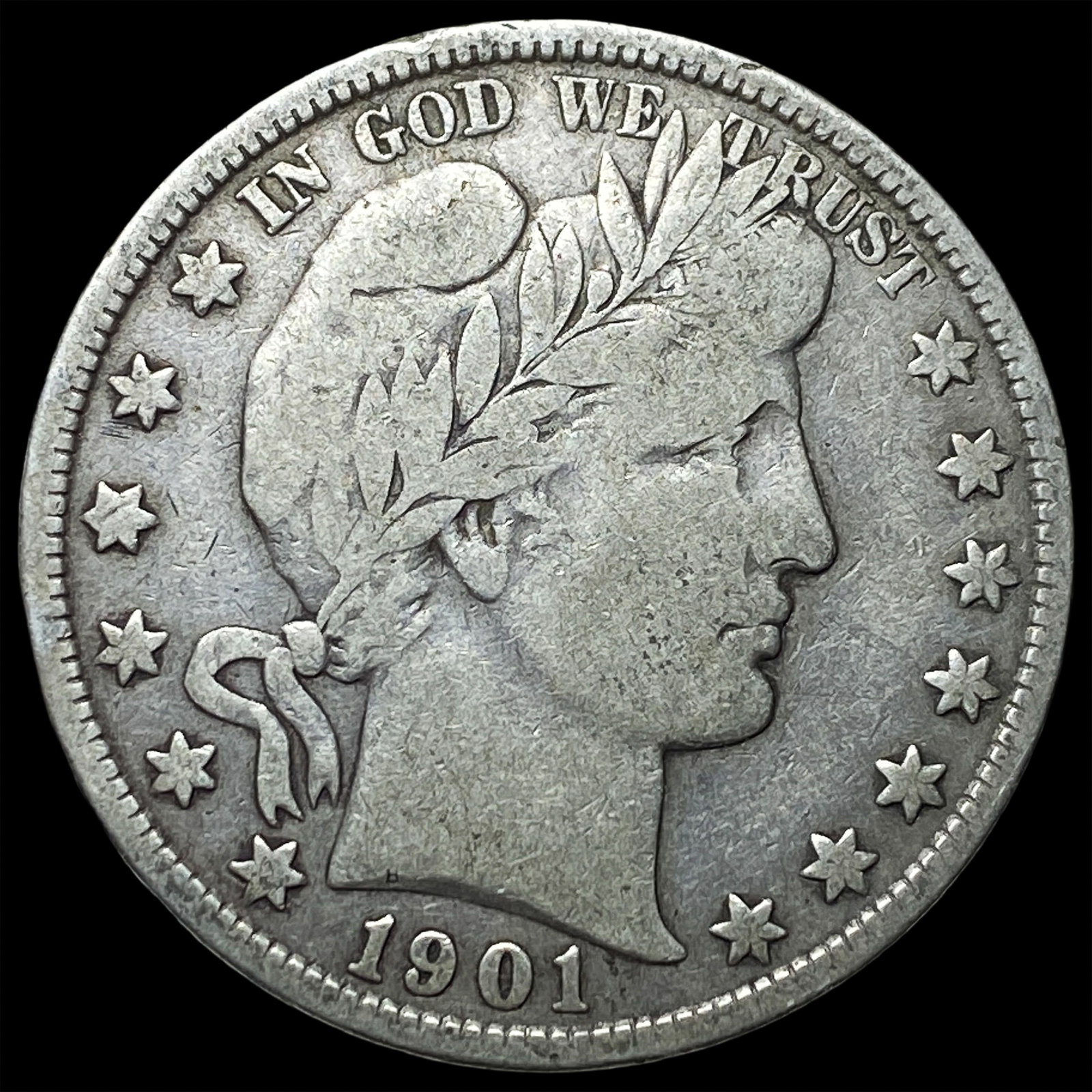 1901 Silver Half Dollar (Barber) NEARLY UNCIRCULATED: 1901 Silver Half Dollar (Barber) NEARLY UNCIRCULATED
