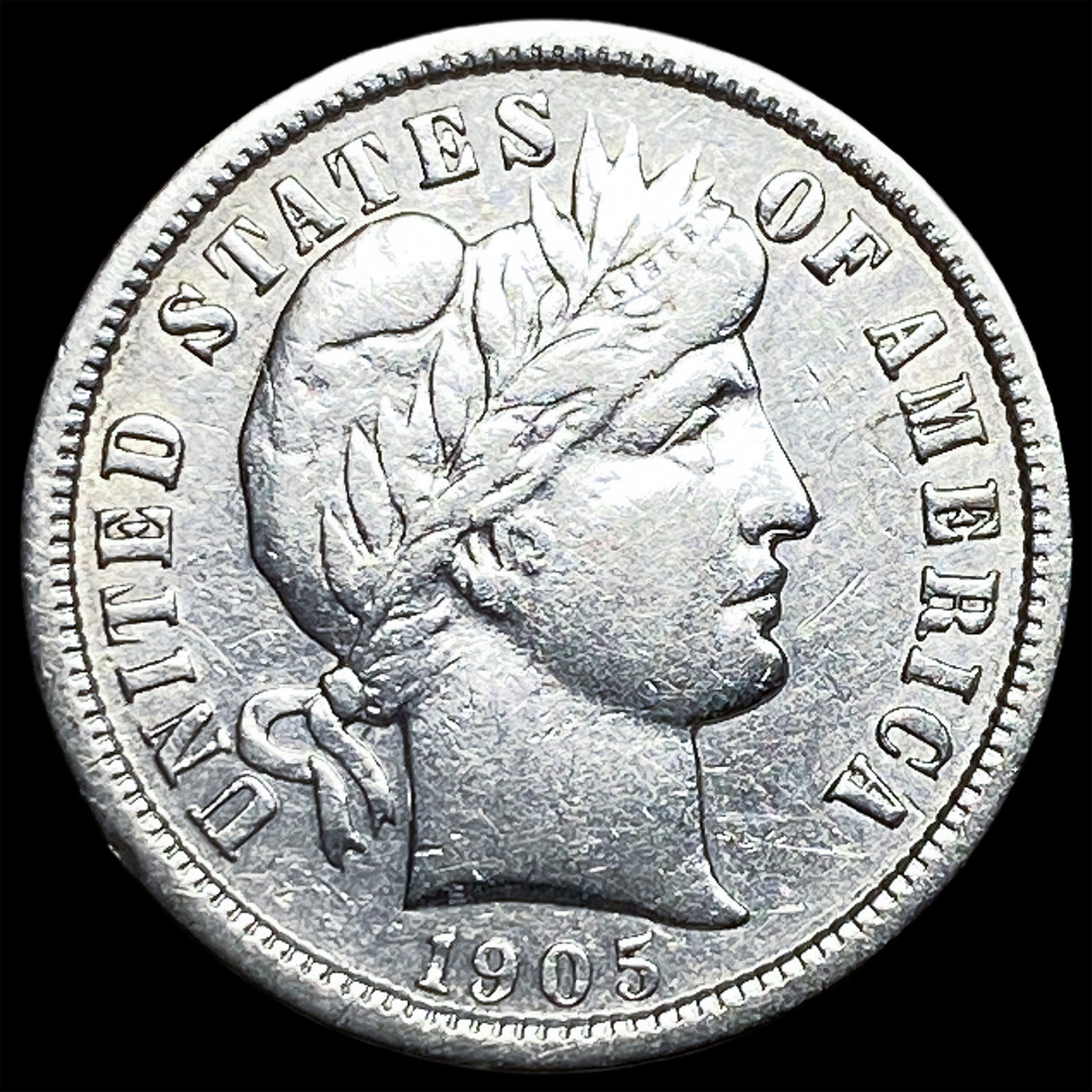 1905-S Silver Barber Dime CHOICE AU: 1905-S Silver Barber Dime CHOICE AU