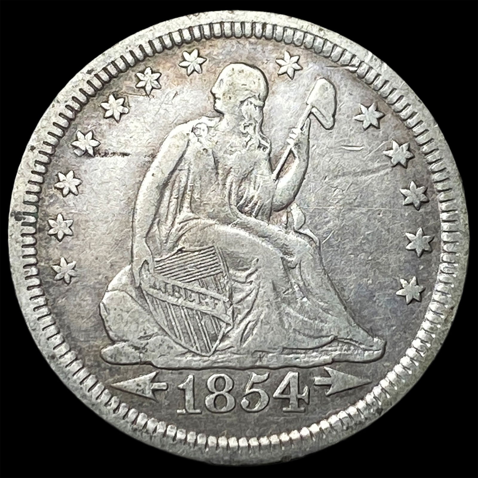 1854 Arrows Seated Liberty Quarter ABOUT UNCIRCULATED: 1854 Arrows Seated Liberty Quarter ABOUT UNCIRCULATED