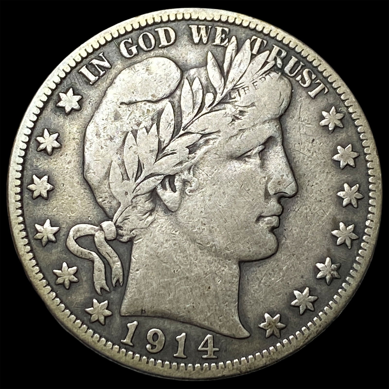 1914-S Silver Barber Half Dollar LIGHTLY CIRCULATED: 1914-S Silver Barber Half Dollar LIGHTLY CIRCULATED