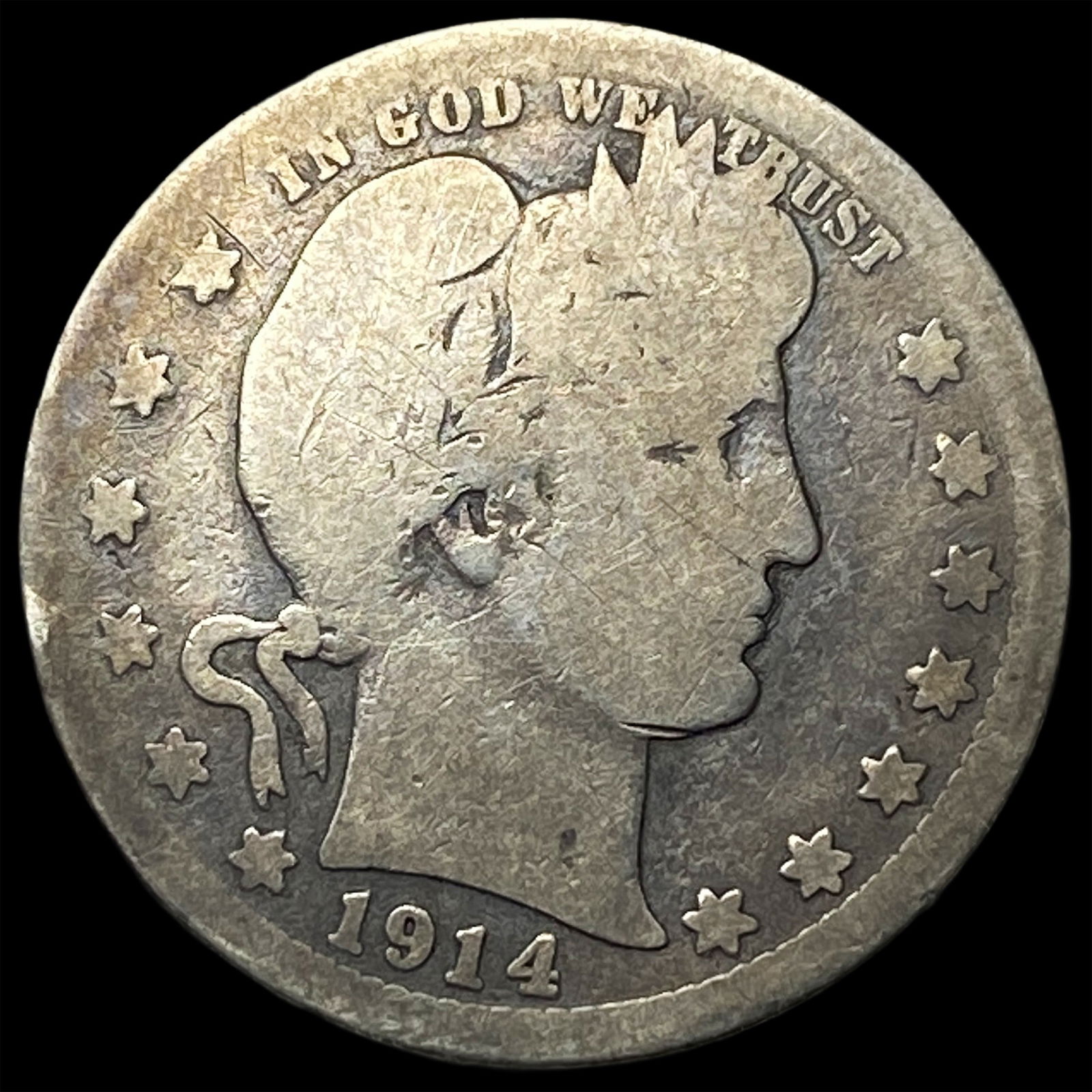 1914 Barber Quarter NICELY CIRCULATED: 1914 Barber Quarter NICELY CIRCULATED