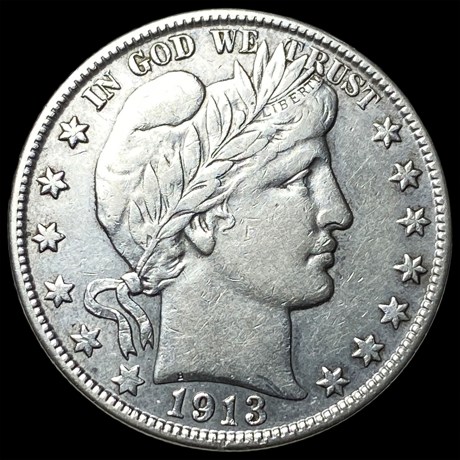 1913-D Silver Barber Half Dollar NEARLY UNCIRCULATED: 1913-D Silver Barber Half Dollar NEARLY UNCIRCULATED