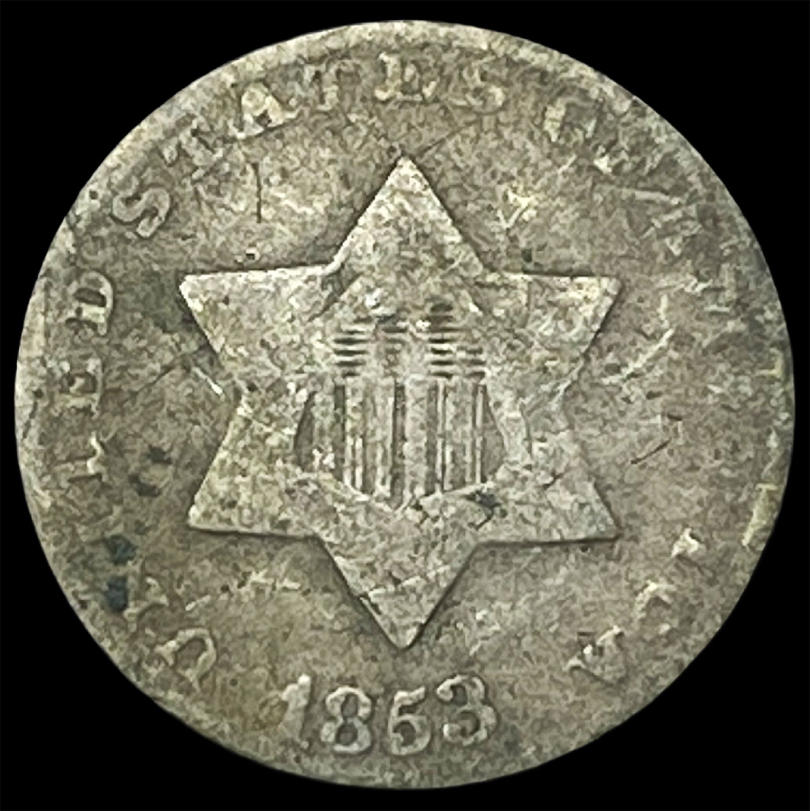 1863 Silver Three-Cent Piece LIGHTLY CIRCULATED: 1863 Silver Three-Cent Piece LIGHTLY CIRCULATED