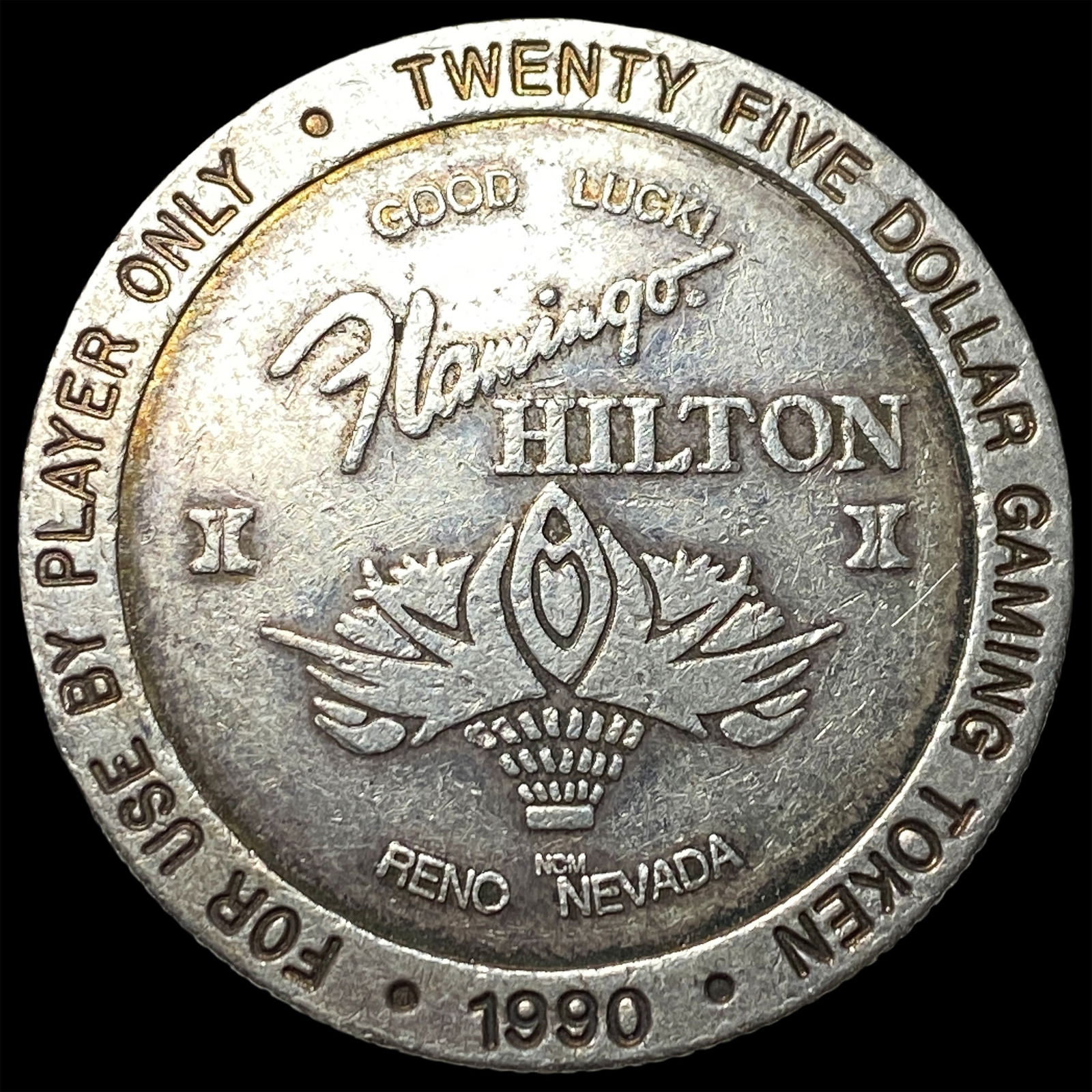 1990 Flamingo Hilton $25 Silver Gaming Token HIGH GRADE: 1990 Flamingo Hilton $25 Silver Gaming Token HIGH GRADE