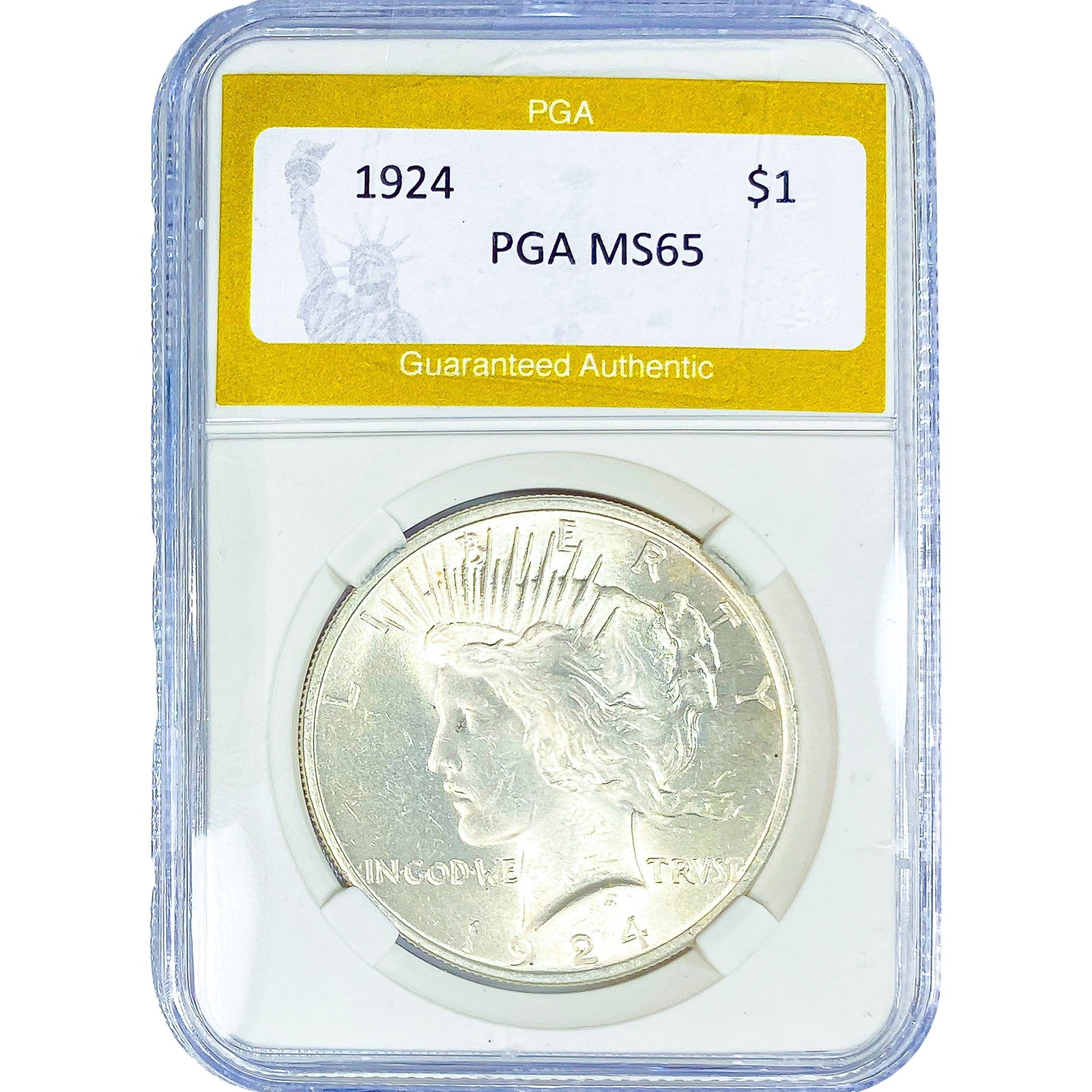 1924 Silver Peace Dollar PGA MS65: 1924 Silver Peace Dollar PGA MS65