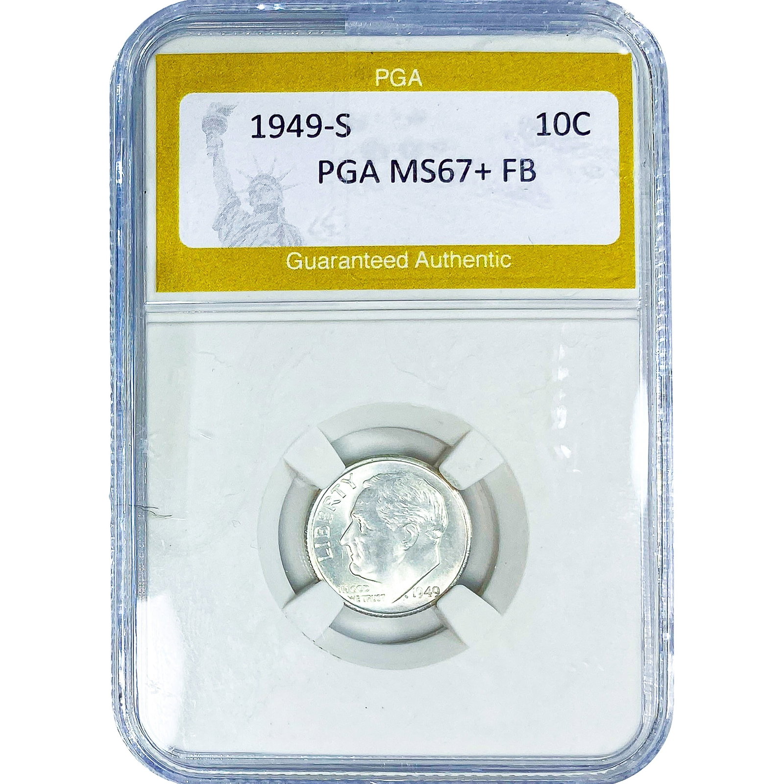 1949-S Roosevelt Dime PGA MS67+ FB: 1949-S Roosevelt Dime PGA MS67+ FB