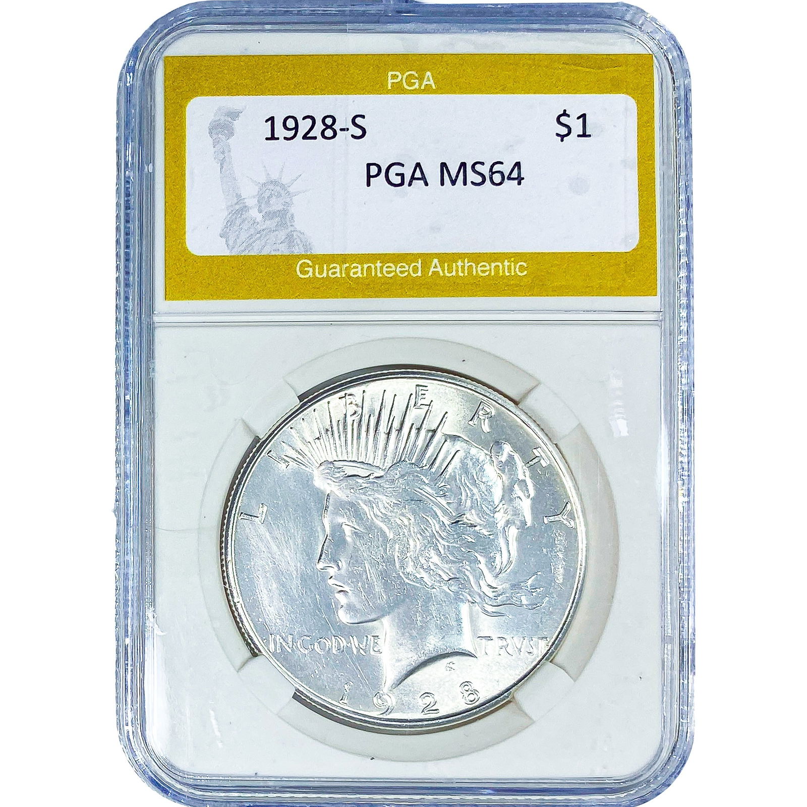 1928-S Silver Peace Dollar PGA MS64: 1928-S Silver Peace Dollar PGA MS64