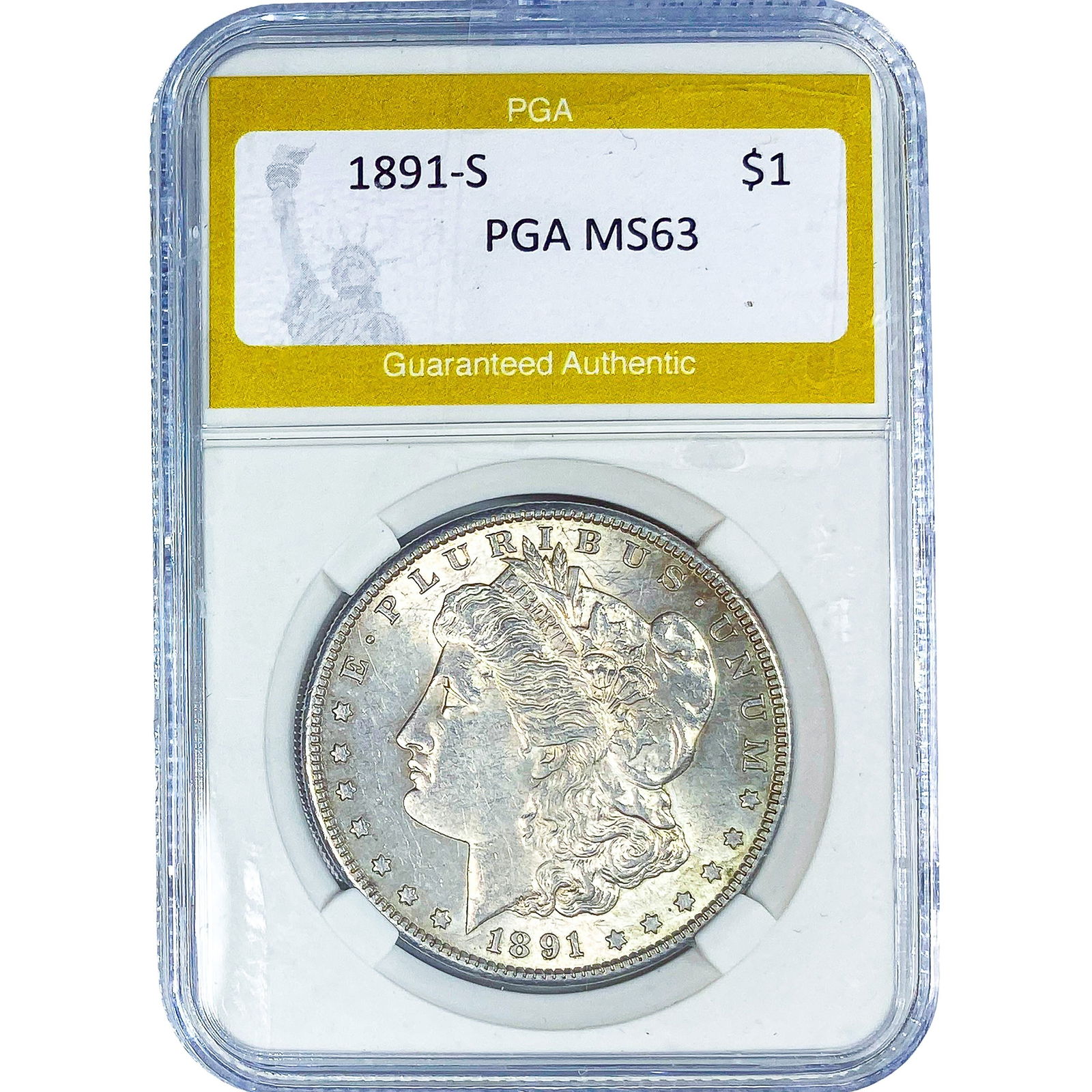 1891-S Morgan Silver Dollar PGA MS63: 1891-S Morgan Silver Dollar PGA MS63