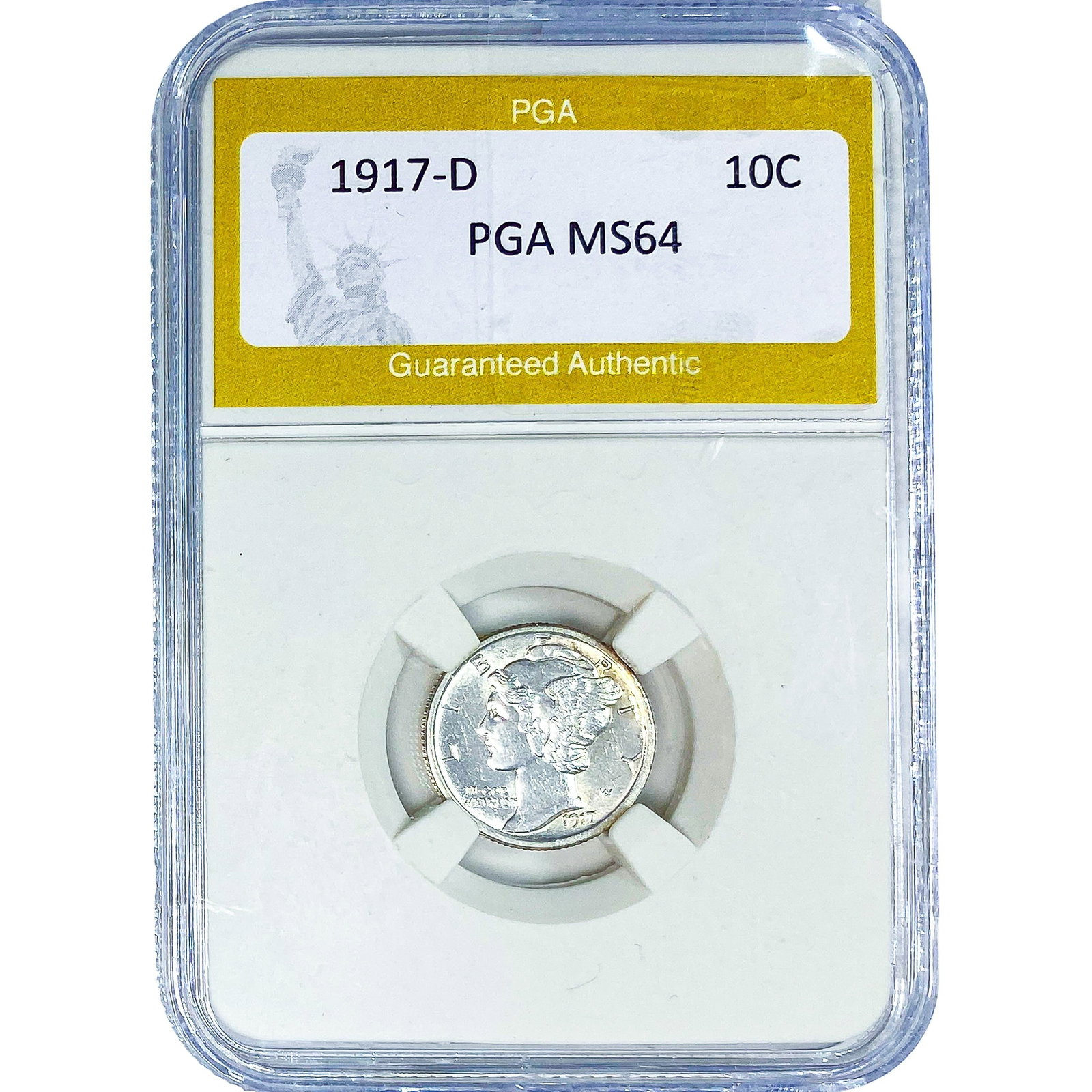 1917-D Mercury Silver Dime PGA MS64: 1917-D Mercury Silver Dime PGA MS64