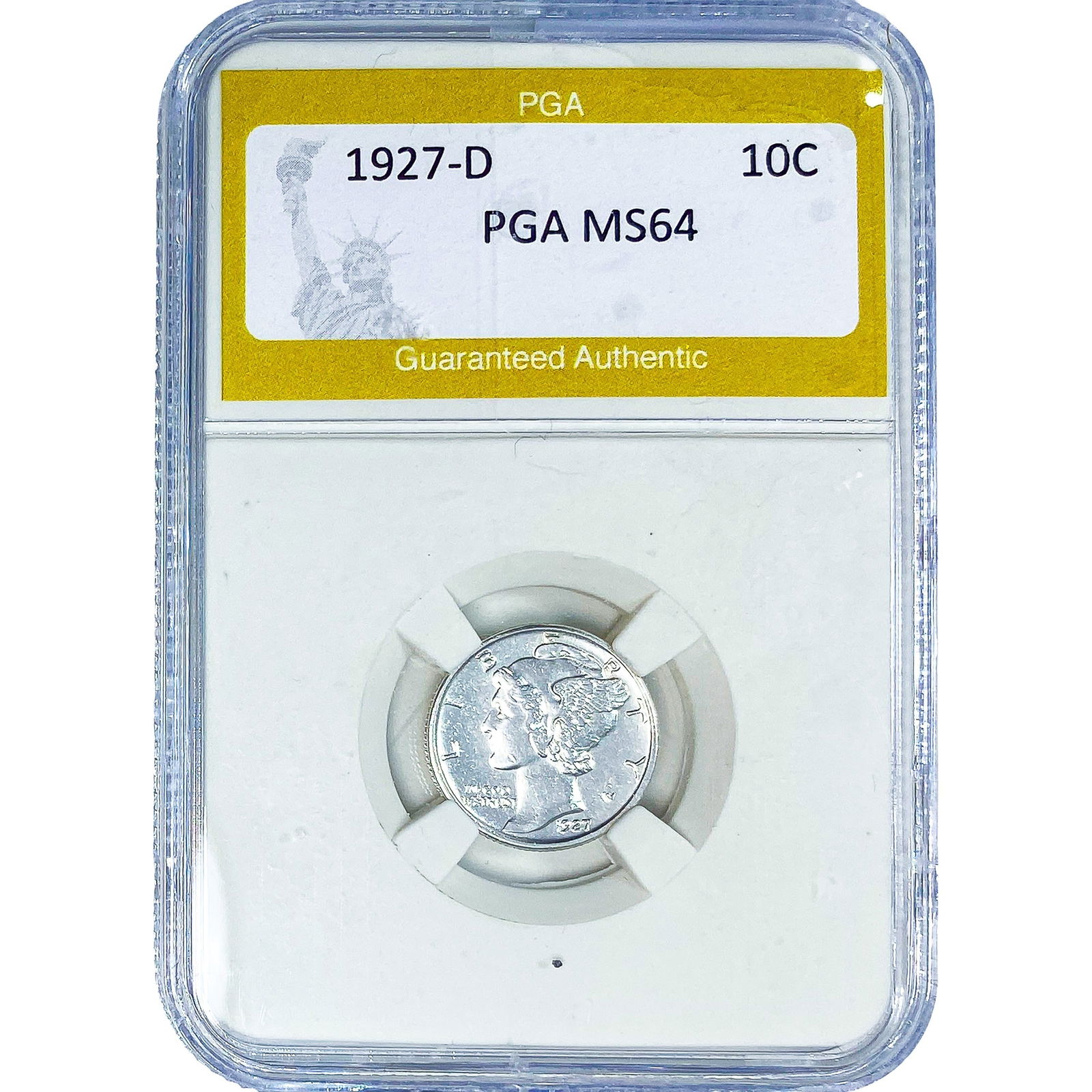 1927-D Mercury Silver Dime PGA MS64: 1927-D Mercury Silver Dime PGA MS64