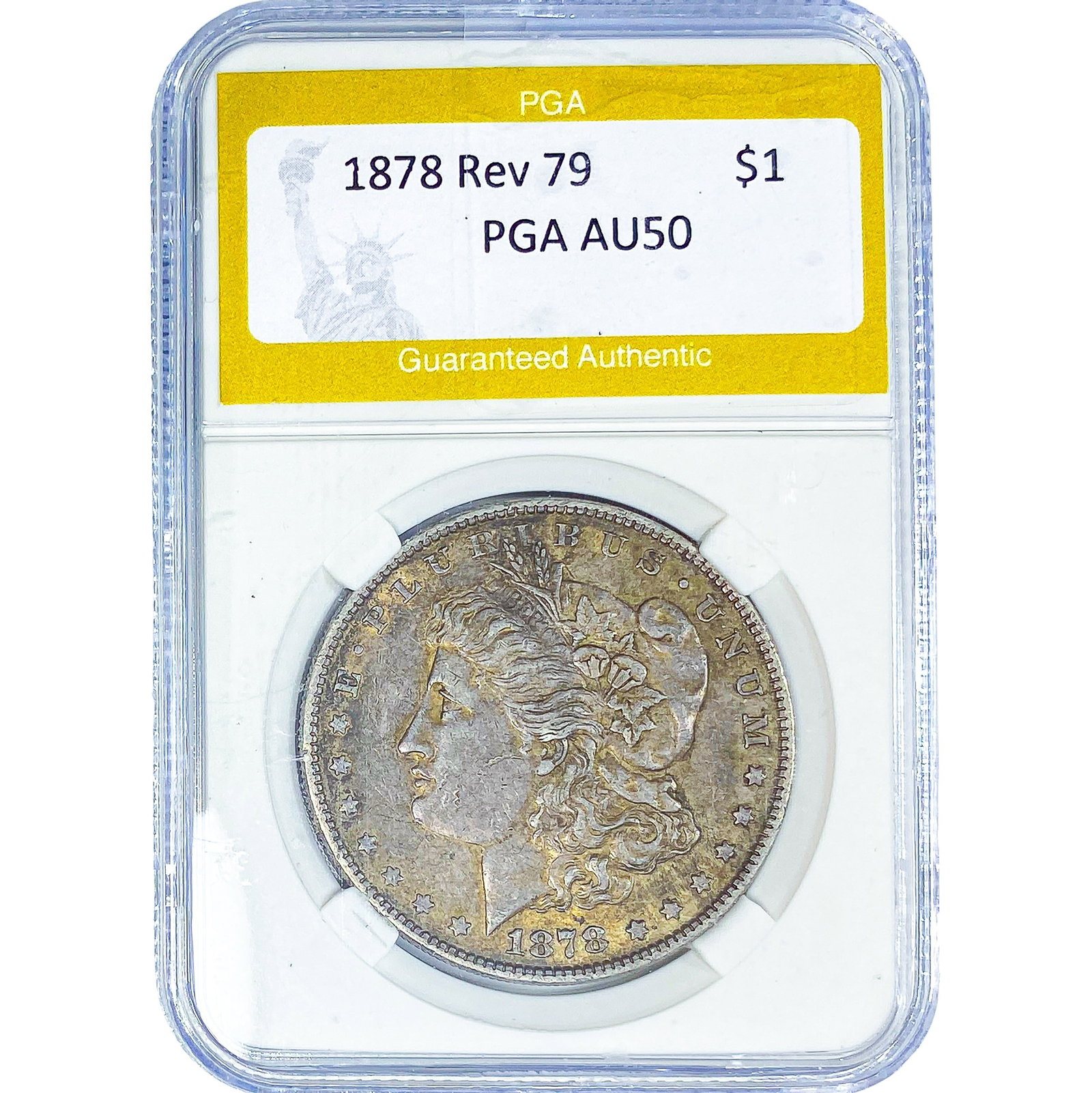 1878 Rev 79 Morgan Silver Dollar PGA AU50: 1878 Rev 79 Morgan Silver Dollar PGA AU50