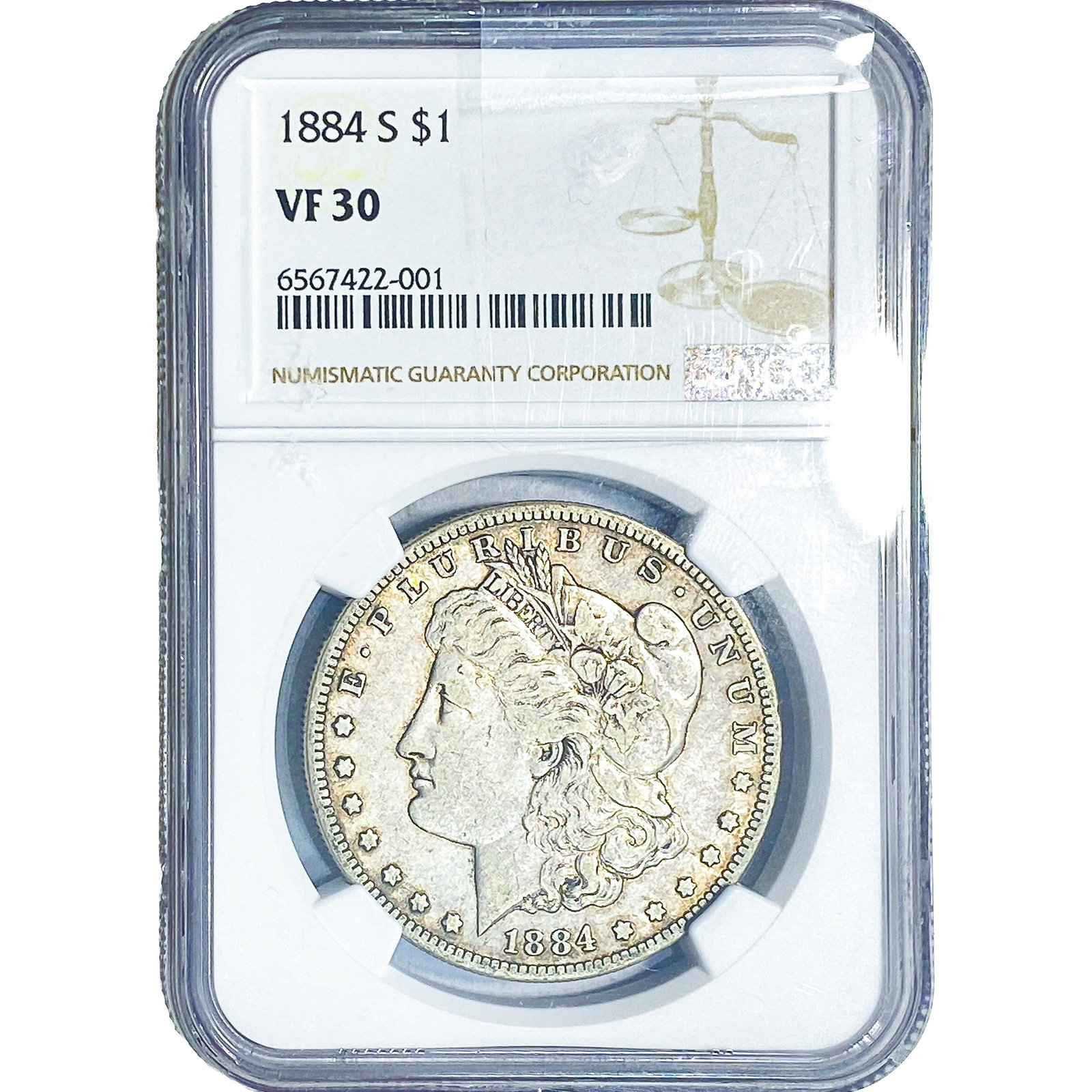 1884-S Morgan Silver Dollar NGC VF30: 1884-S Morgan Silver Dollar NGC VF30