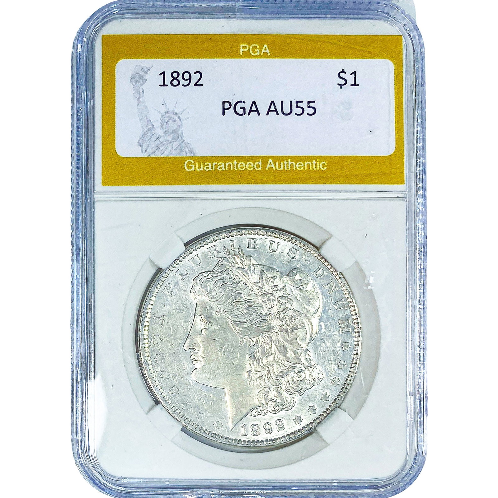 1892 Morgan Silver Dollar PGA AU55: 1892 Morgan Silver Dollar PGA AU55