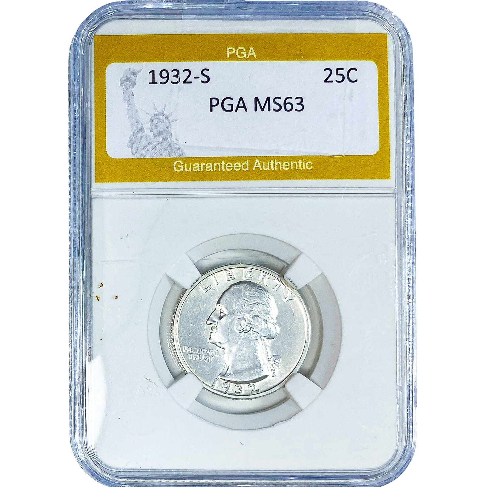 1932-S Washington Silver Quarter PGA MS63: 1932-S Washington Silver Quarter PGA MS63