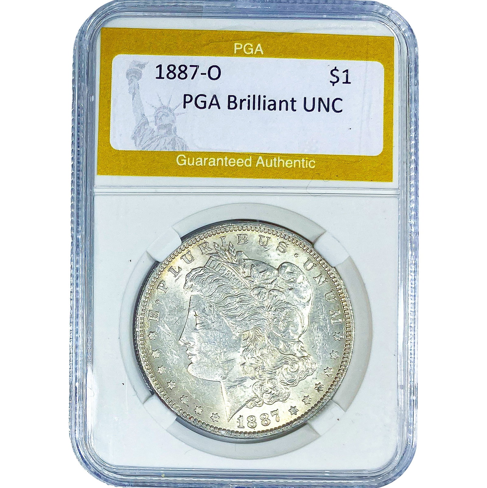 1887-O Morgan Silver Dollar PGA Brilliant UNC: 1887-O Morgan Silver Dollar PGA Brilliant UNC