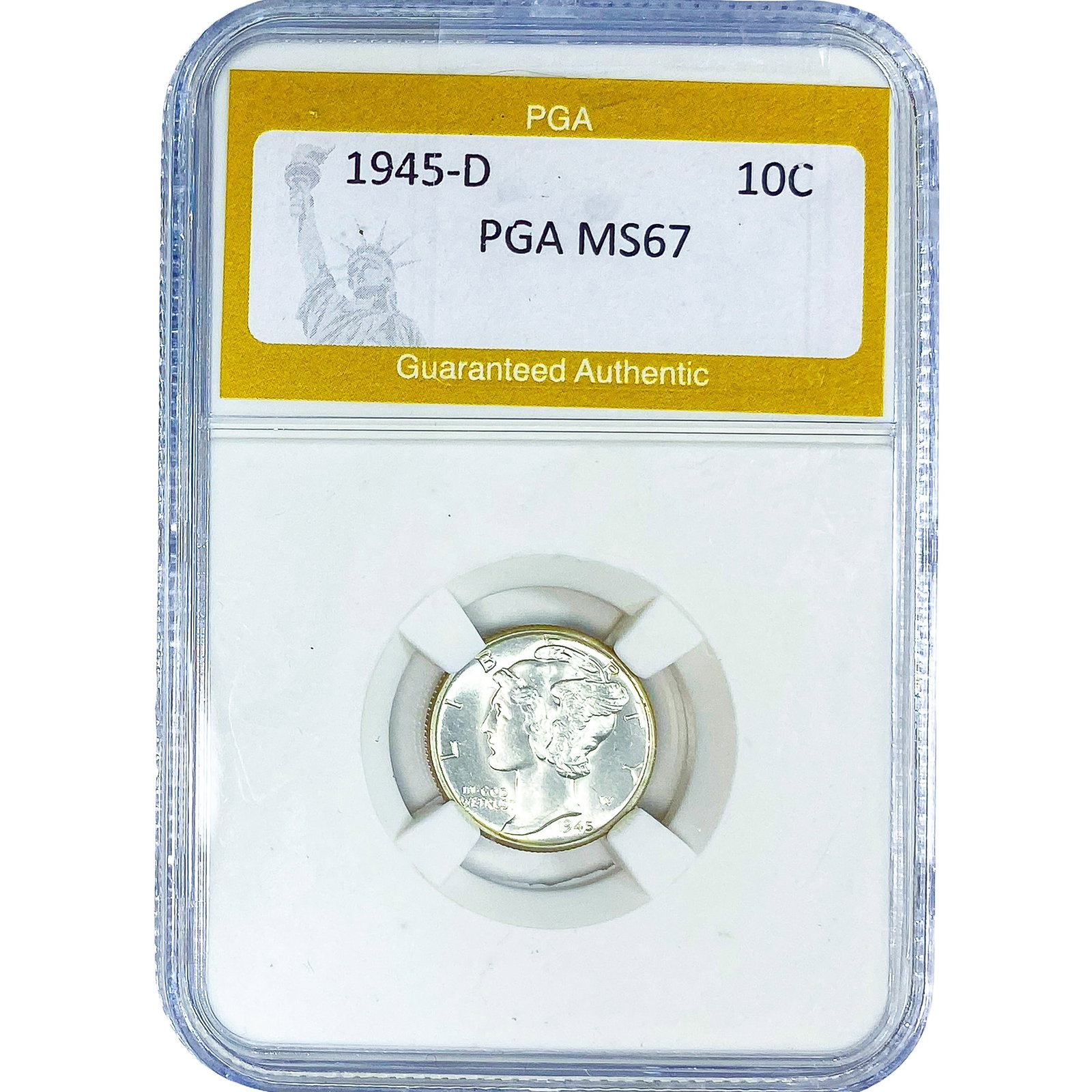 1945-D Mercury Silver Dime PGA MS67: 1945-D Mercury Silver Dime PGA MS67