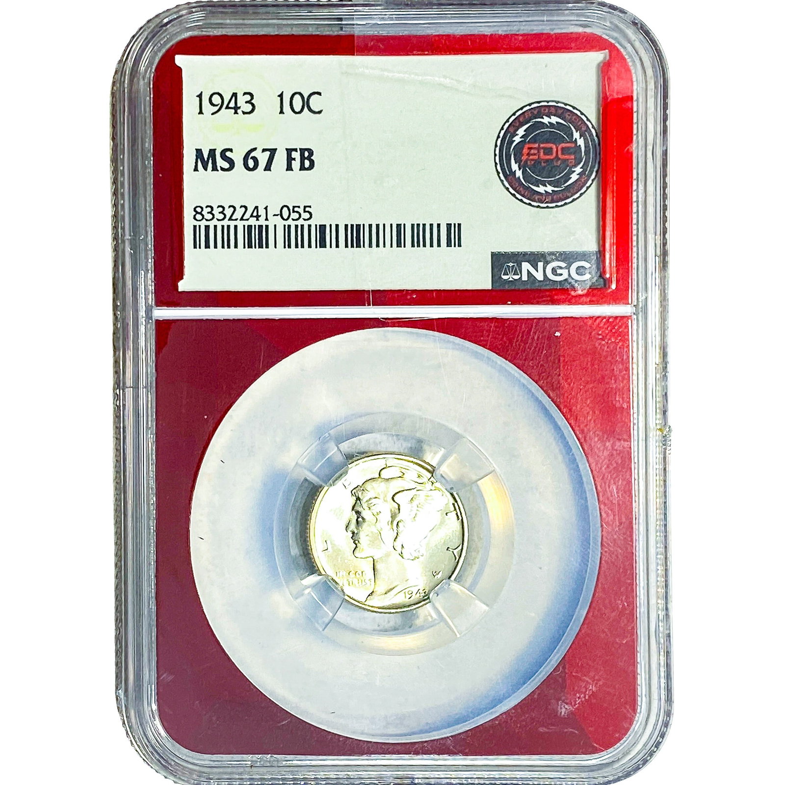1943 Mercury Silver Dime NGC MS67 FB: 1943 Mercury Silver Dime NGC MS67 FB