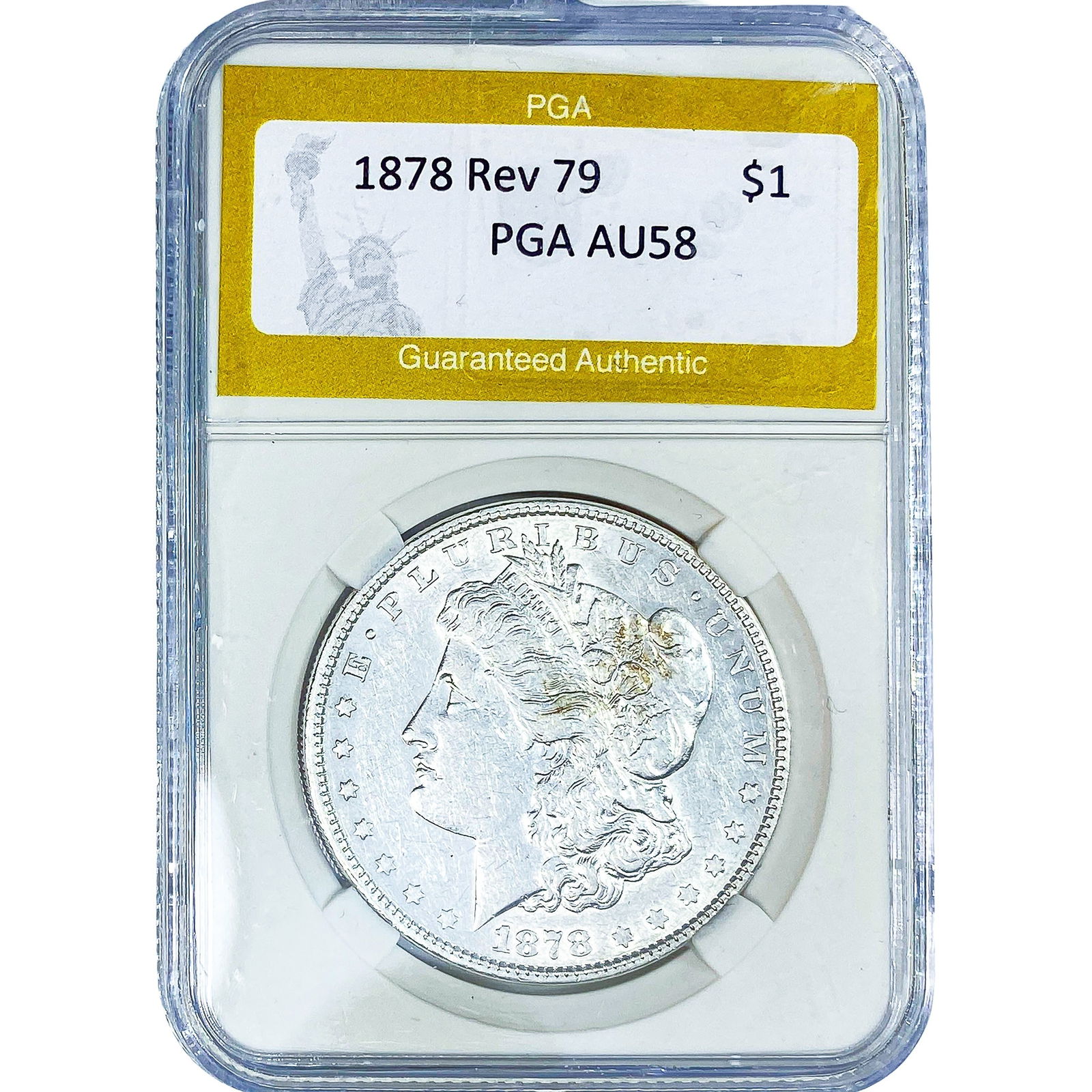 1878 Rev 79 Morgan Silver Dollar PGA AU58: 1878 Rev 79 Morgan Silver Dollar PGA AU58