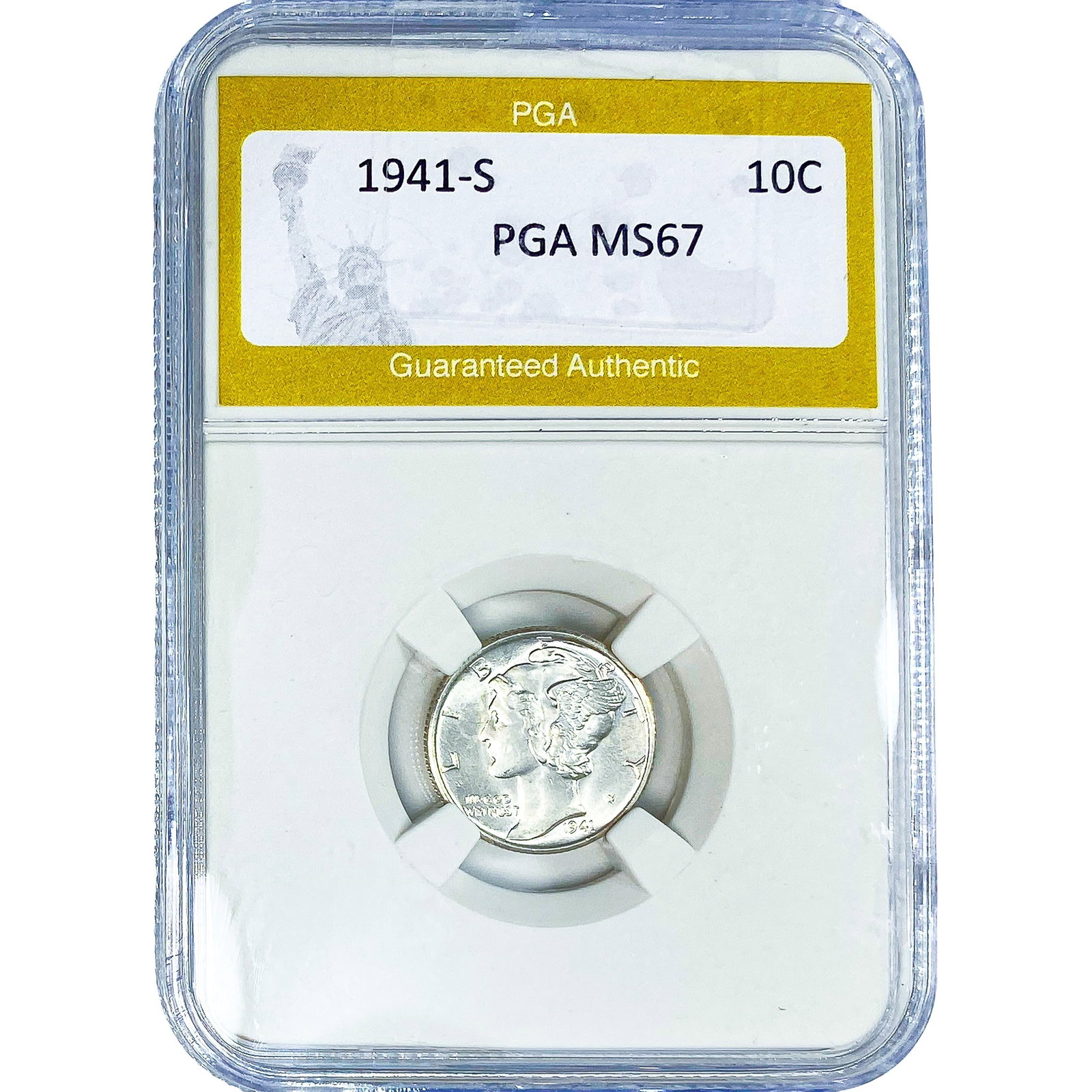 1941-S Mercury Silver Dime PGA MS67: 1941-S Mercury Silver Dime PGA MS67