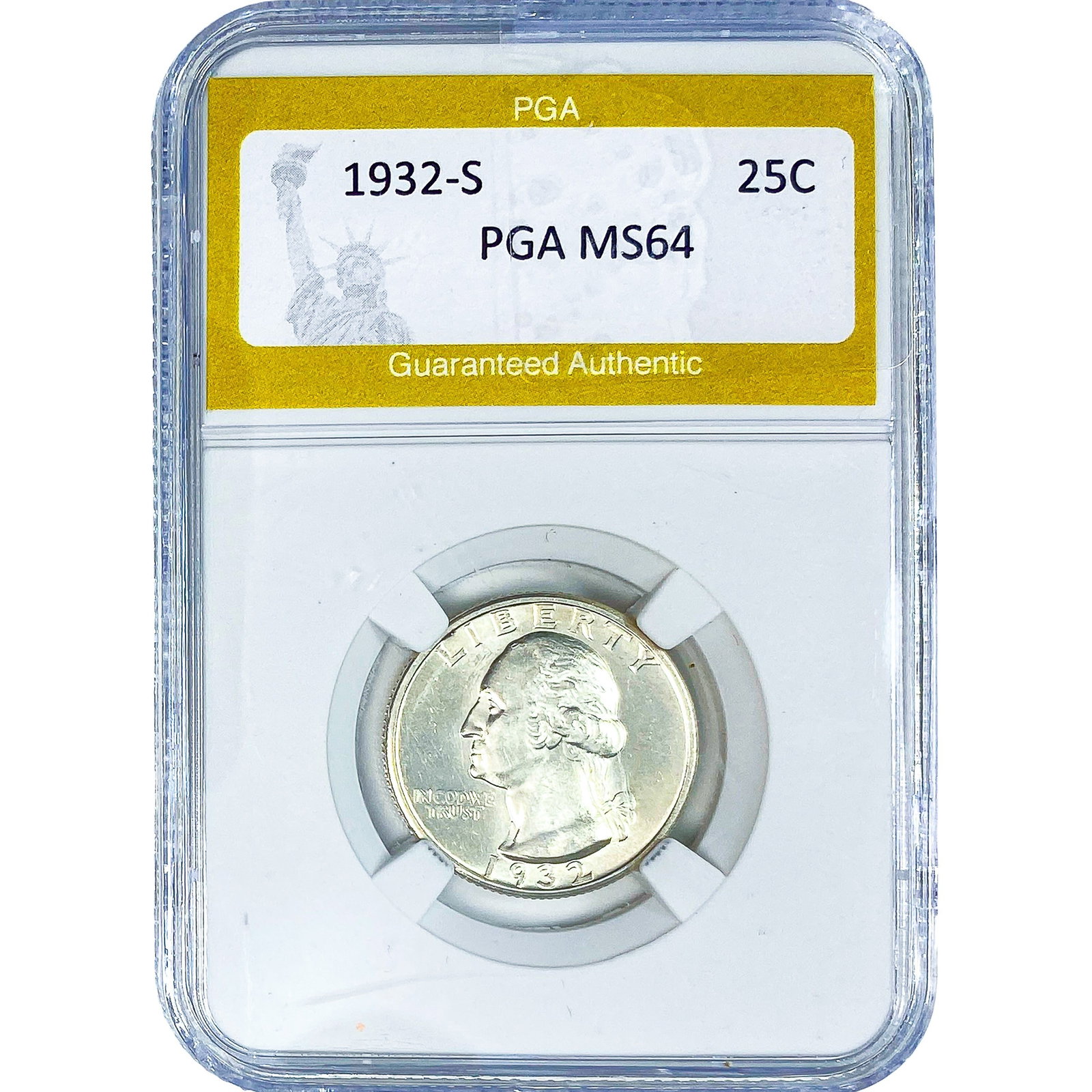 1932-S Washington Silver Quarter PGA MS64: 1932-S Washington Silver Quarter PGA MS64