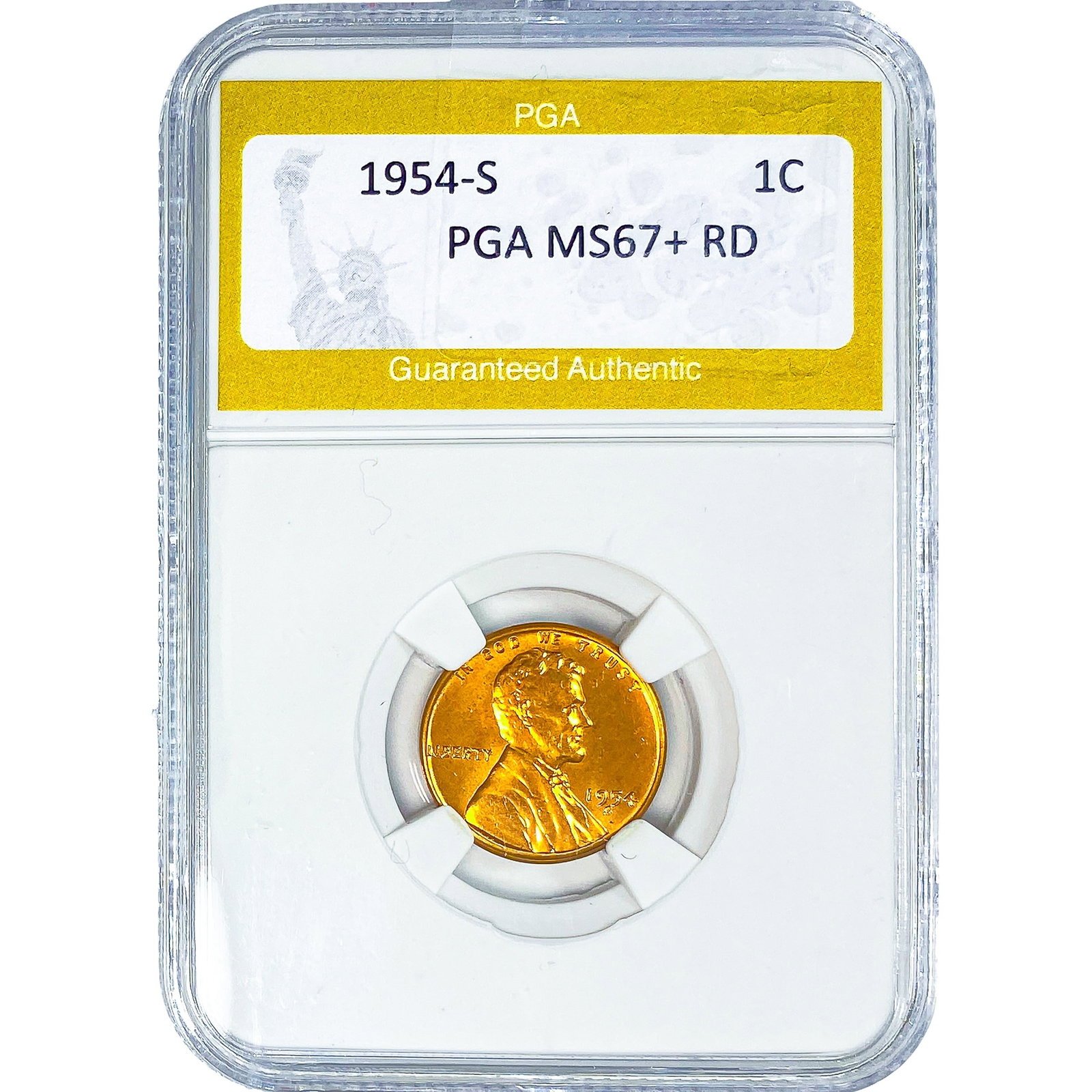 1954-S Wheat Cent PGA MS67+ RD: 1954-S Wheat Cent PGA MS67+ RD