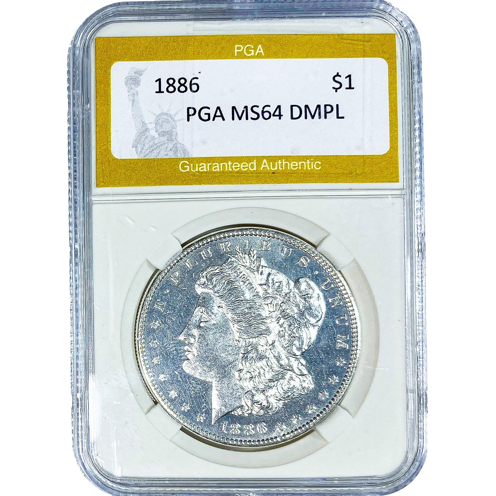 1886 Morgan Silver Dollar PGA MS64 DMPL: 1886 Morgan Silver Dollar PGA MS64 DMPL