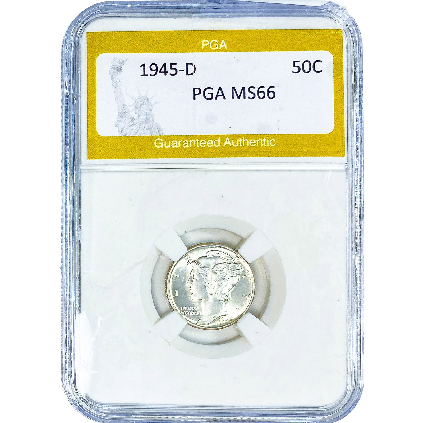1945-D Walking Liberty Half Dollar PGA MS66: 1945-D Walking Liberty Half Dollar PGA MS66